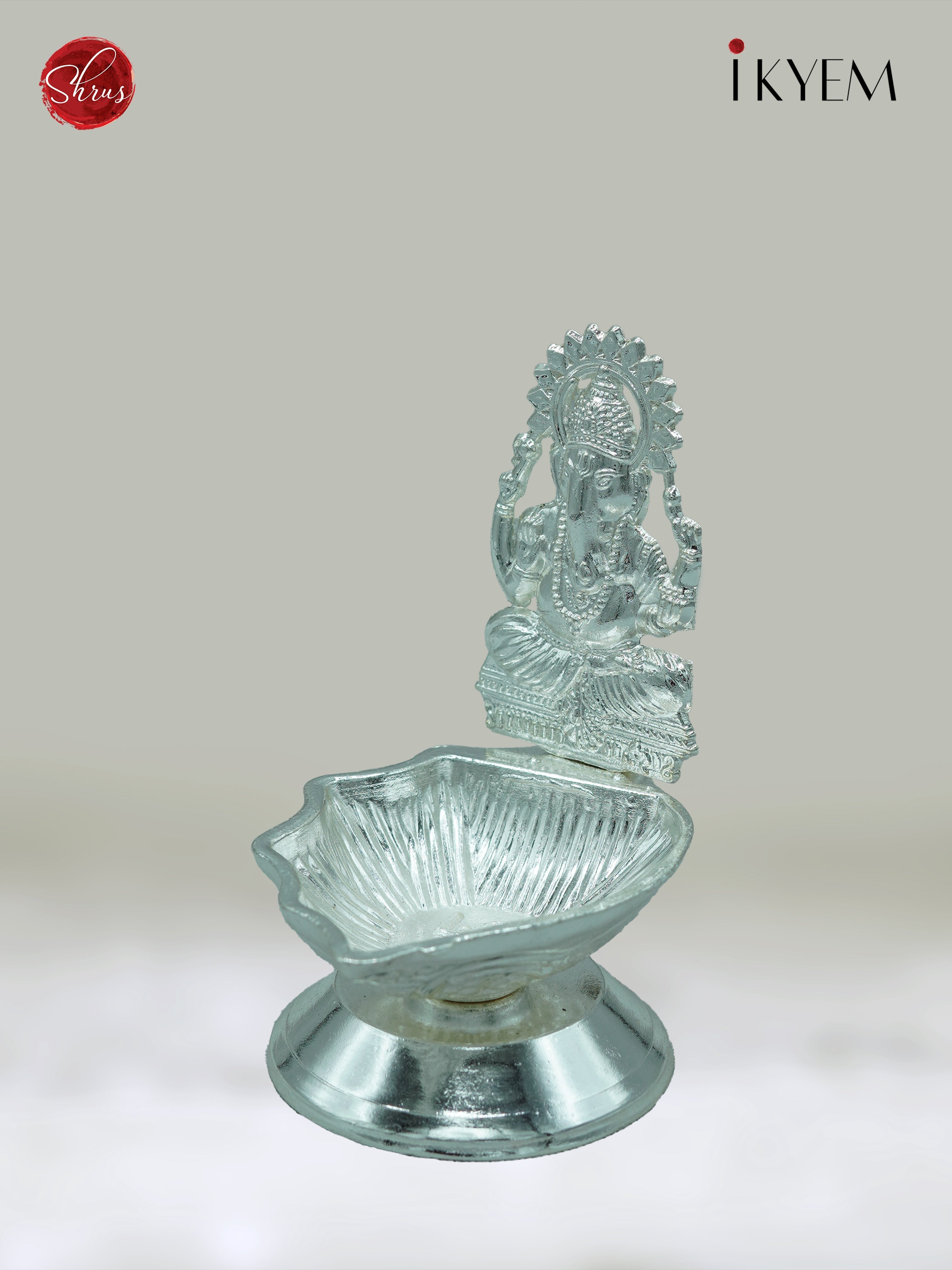 Silver Plated Ganesha Lamp - Pooja Article