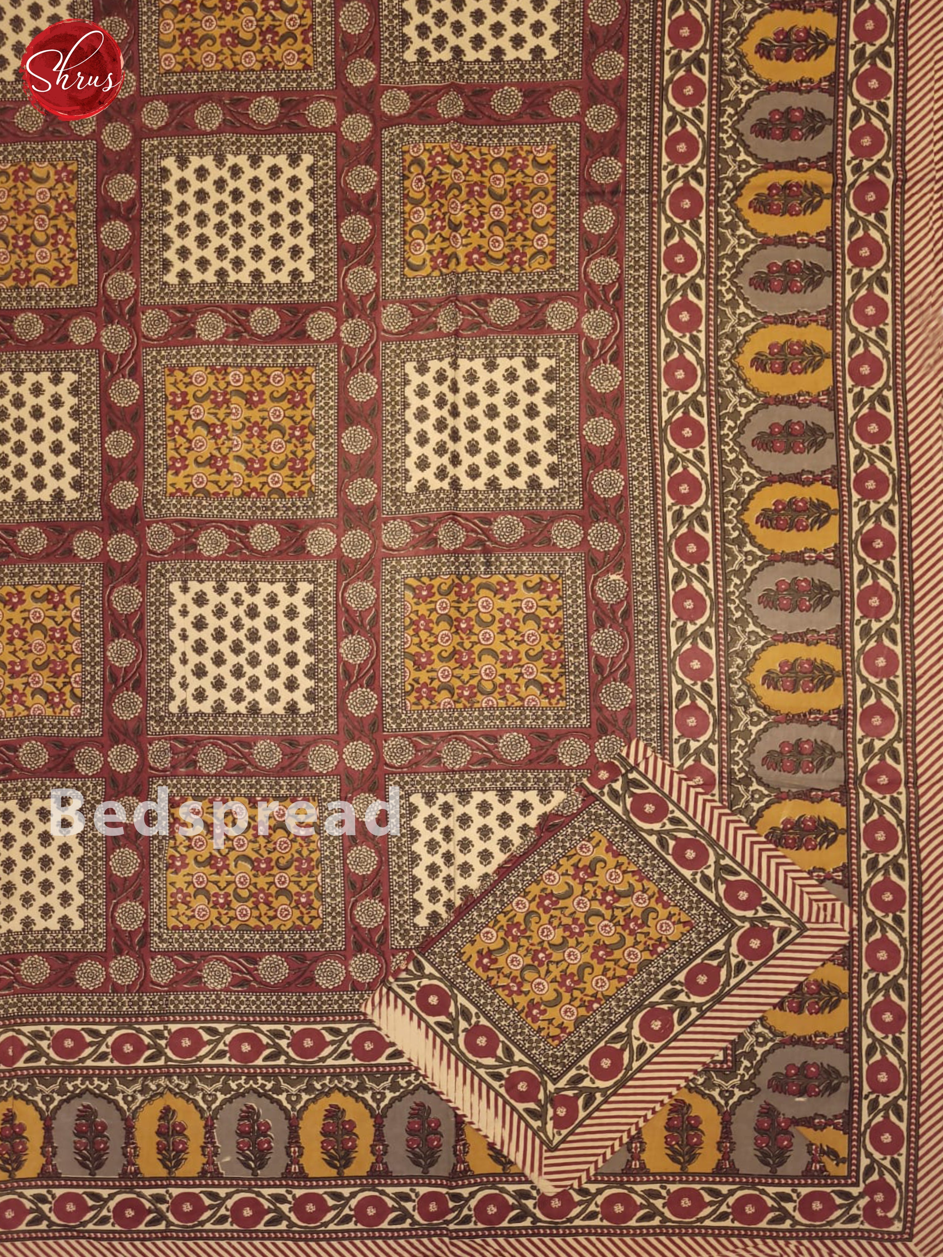 Maroon & Mustard- Jaipuri Printed Double Bed Spread