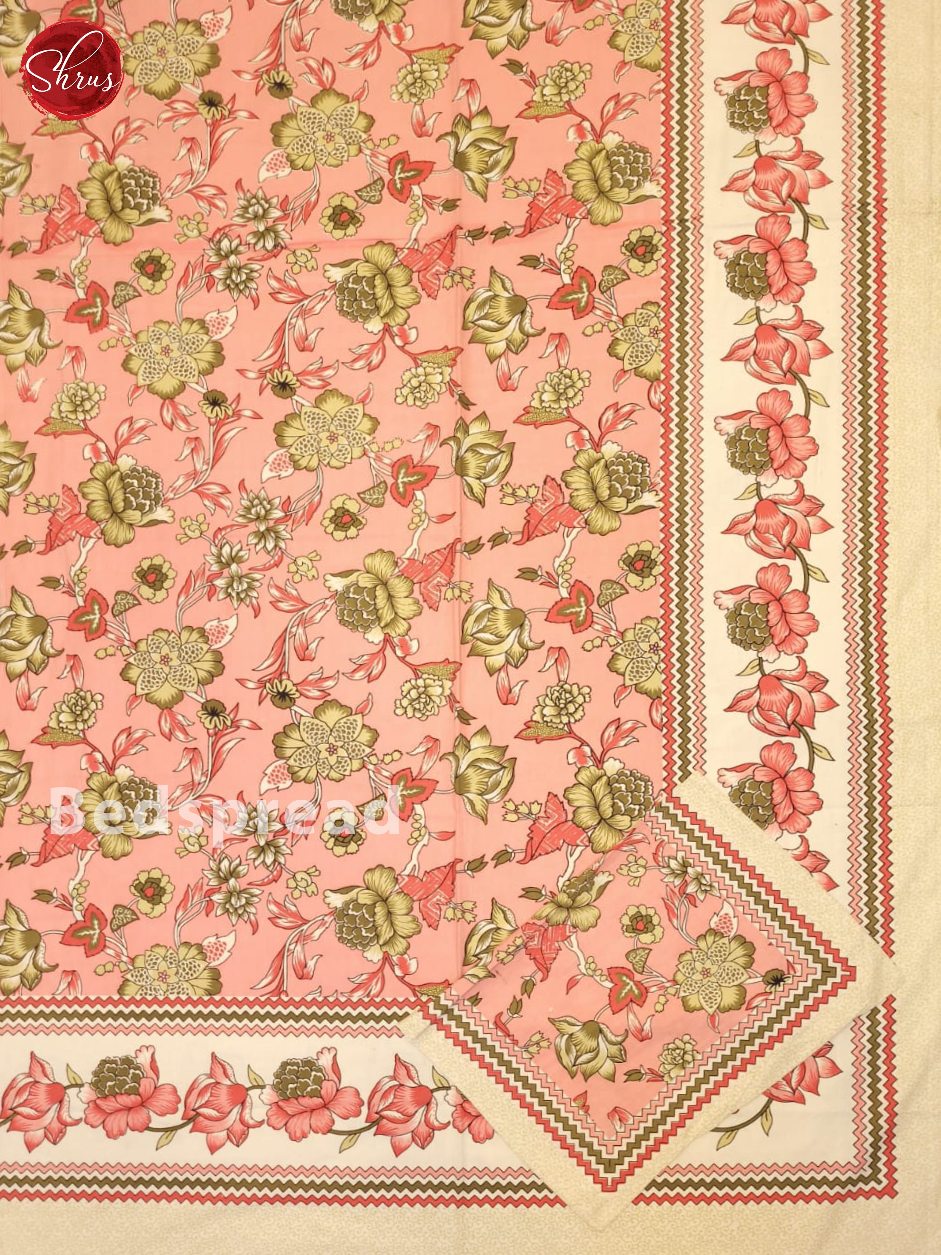 Pink & Cream- Jaipuri Printed Double Bed Spread