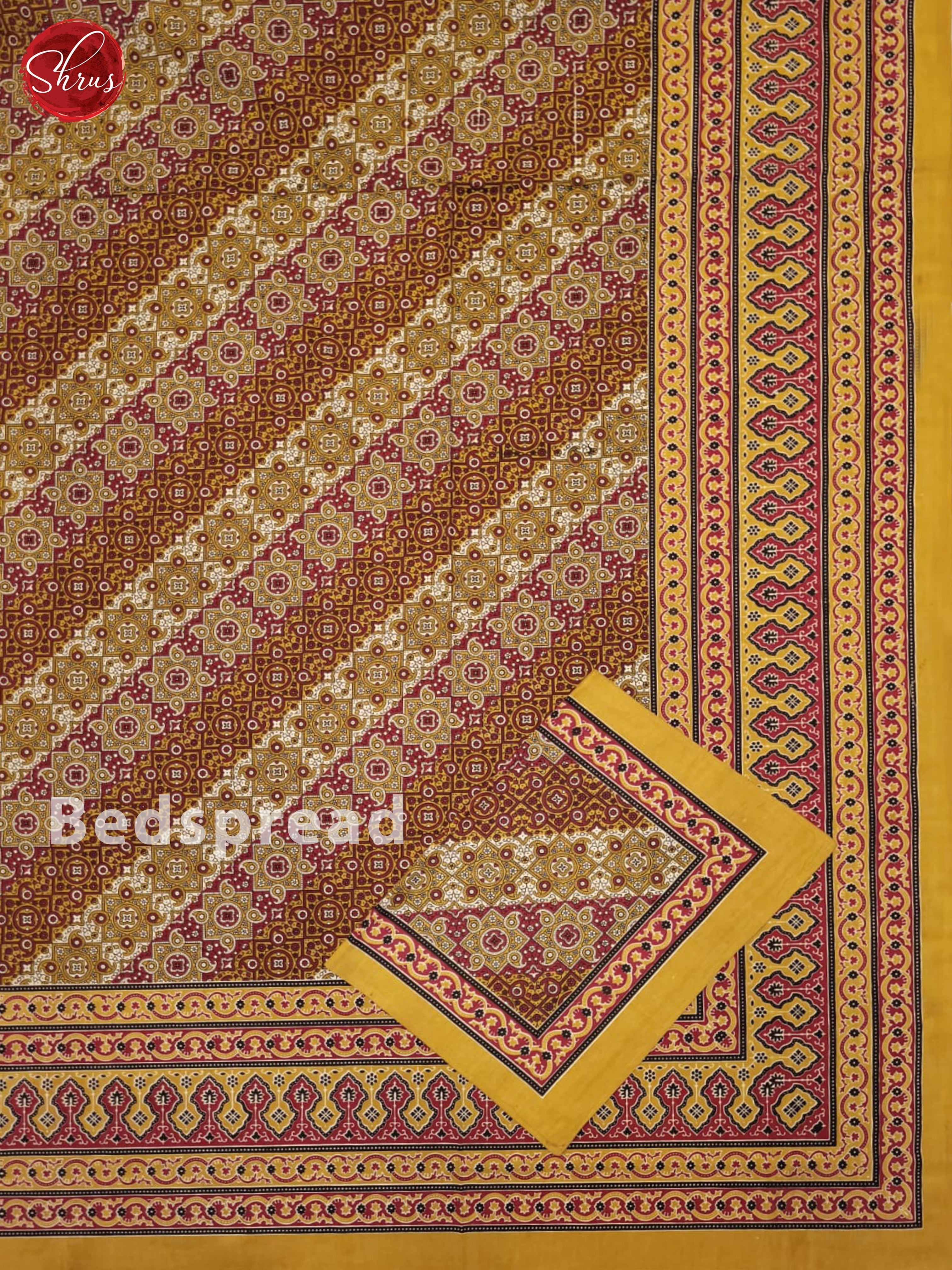 Mustard & Red - Jaipuri Printed Double Bed Spread