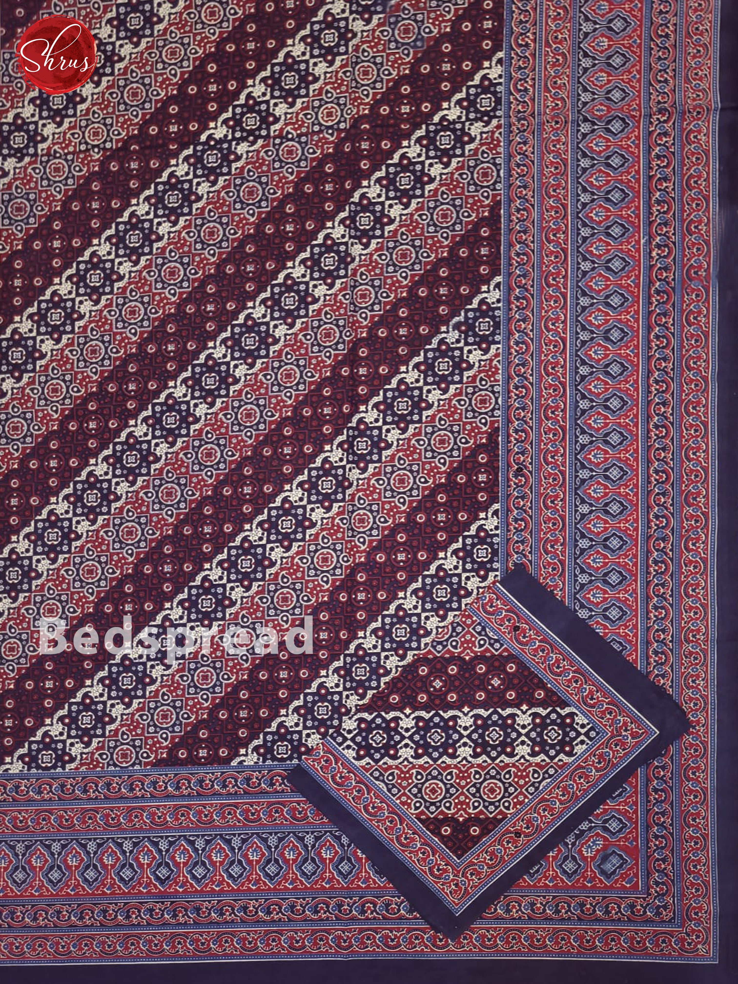 Blue & Red - Jaipuri Printed Double Bed Spread