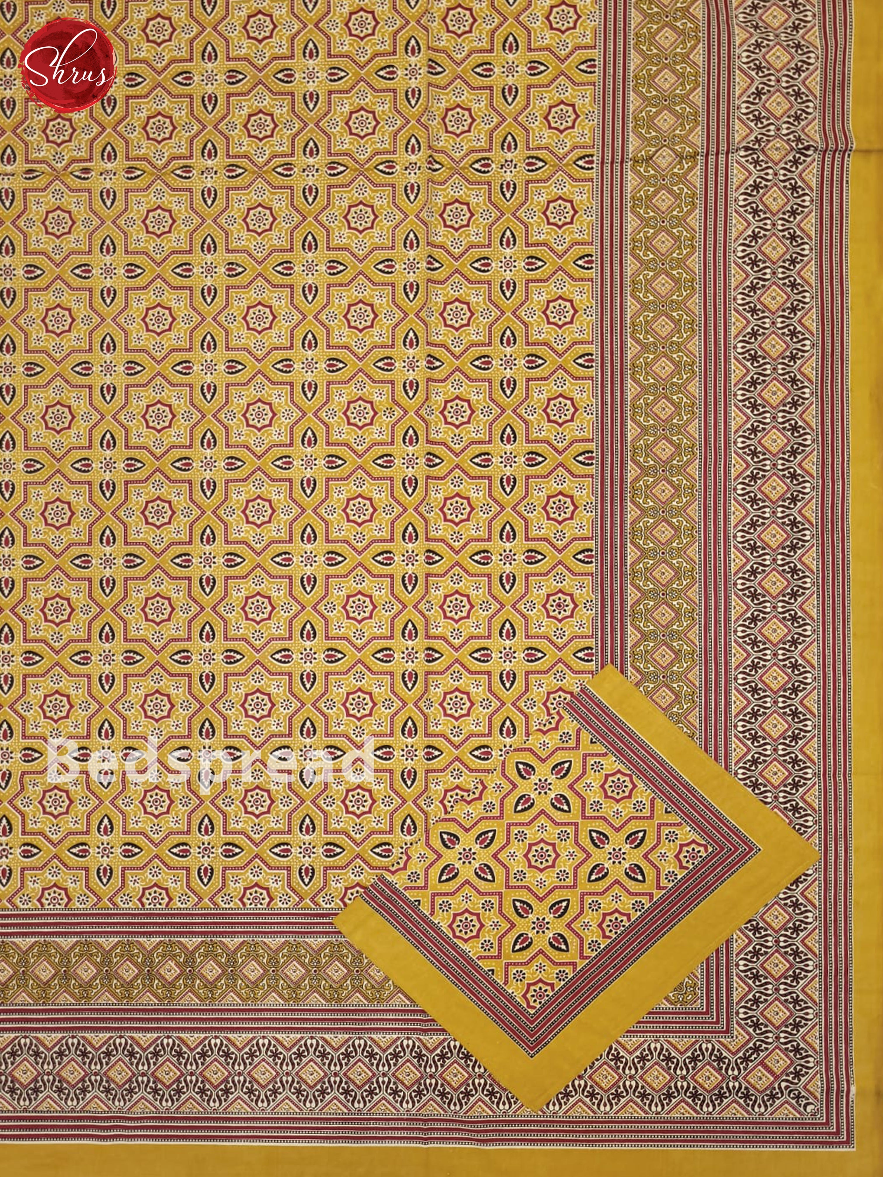 Mustard & Red - Jaipuri Double Printed Bed Spread