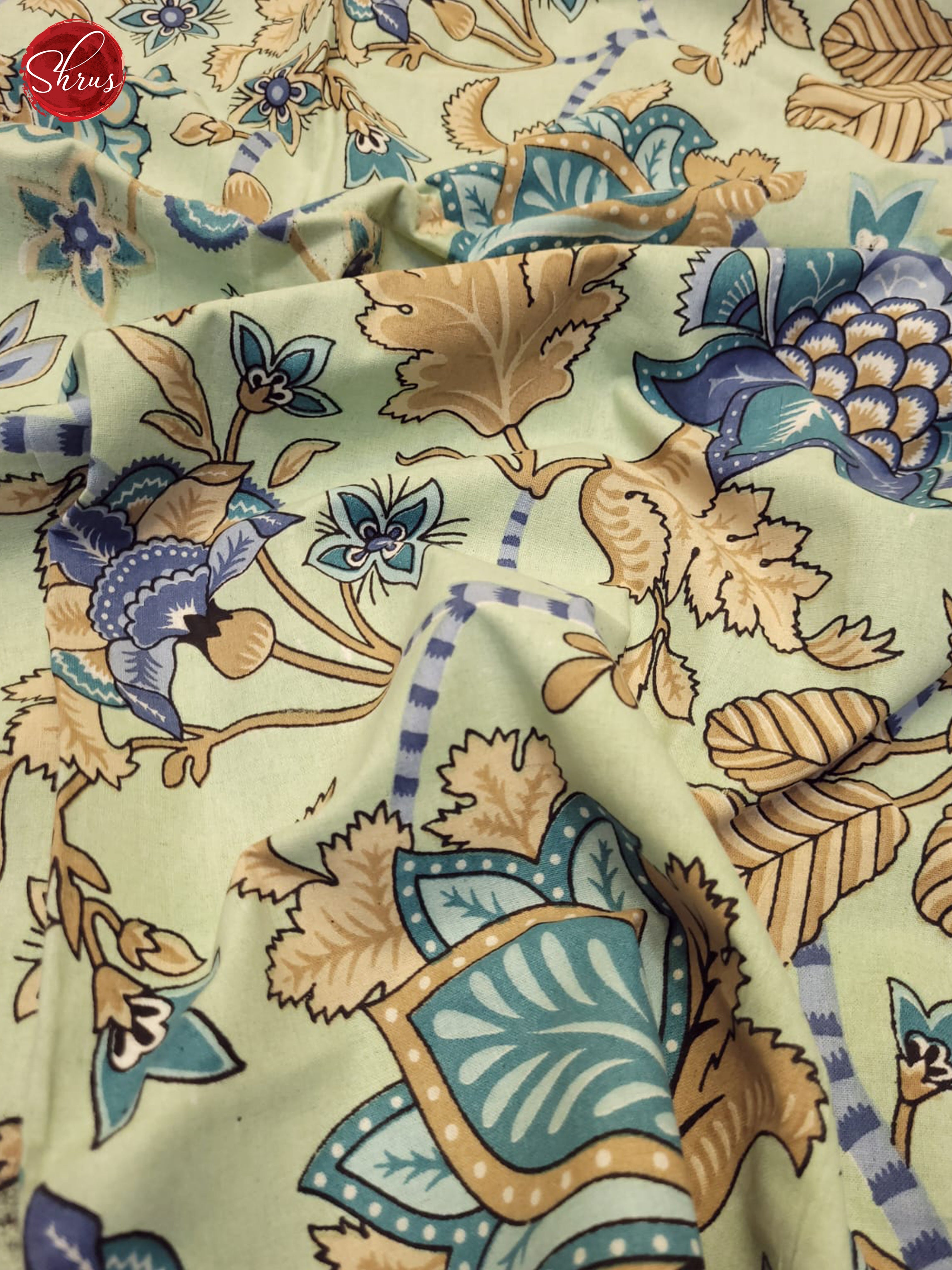 Light Green & Blue - Jaipuri Printed Double Bed Spread