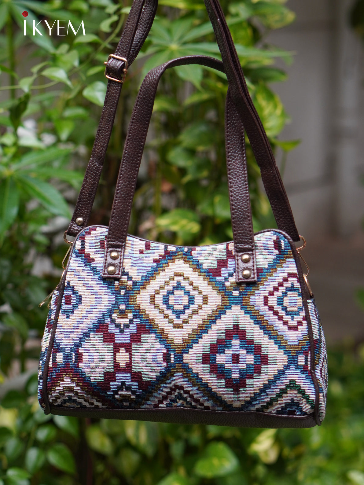 Maroon & Brown - Ajrakh hand bag