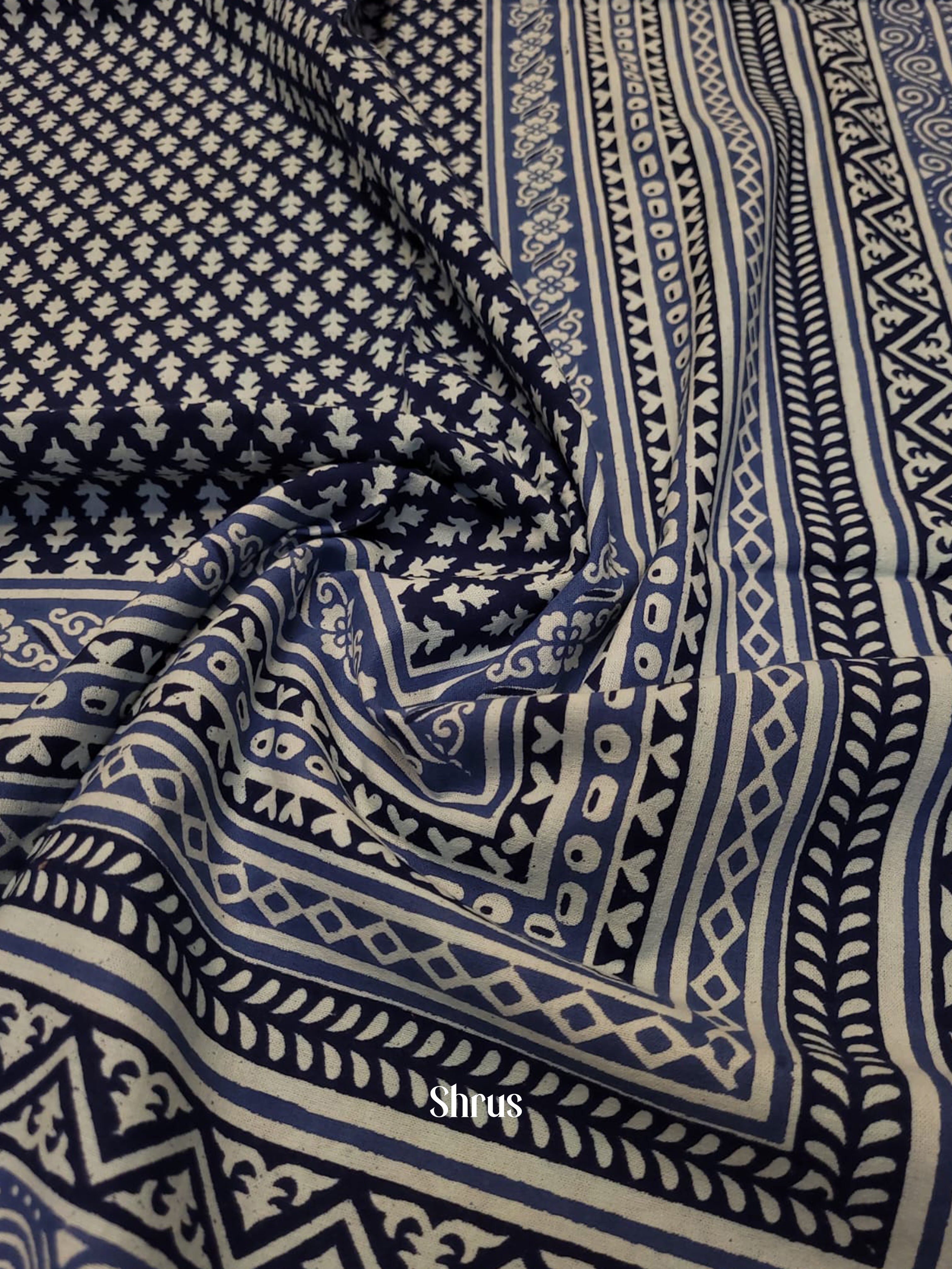 Navy Blue & Cream -Bed Spreads