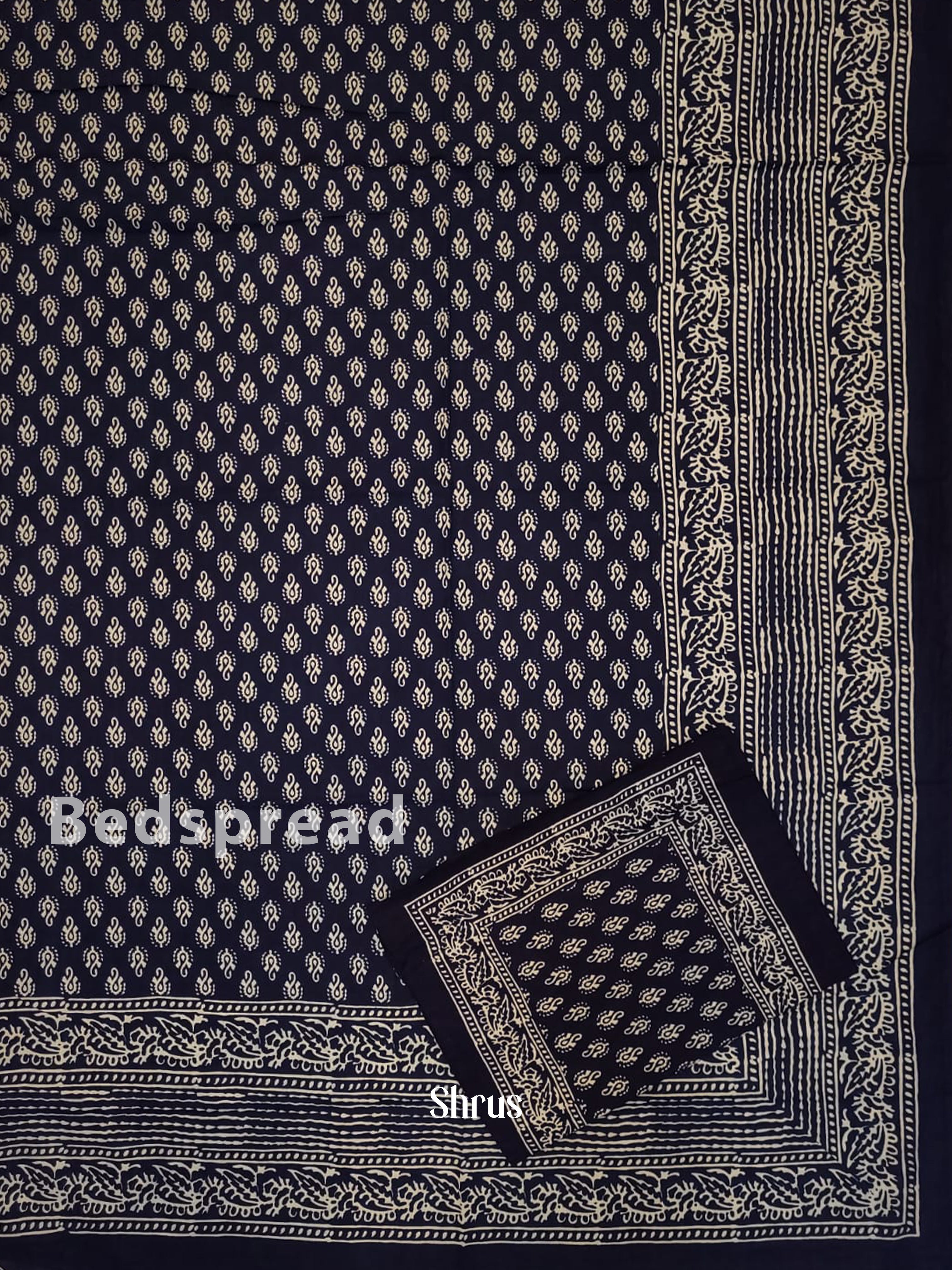 Navy Blue & Cream - Bed Spreads