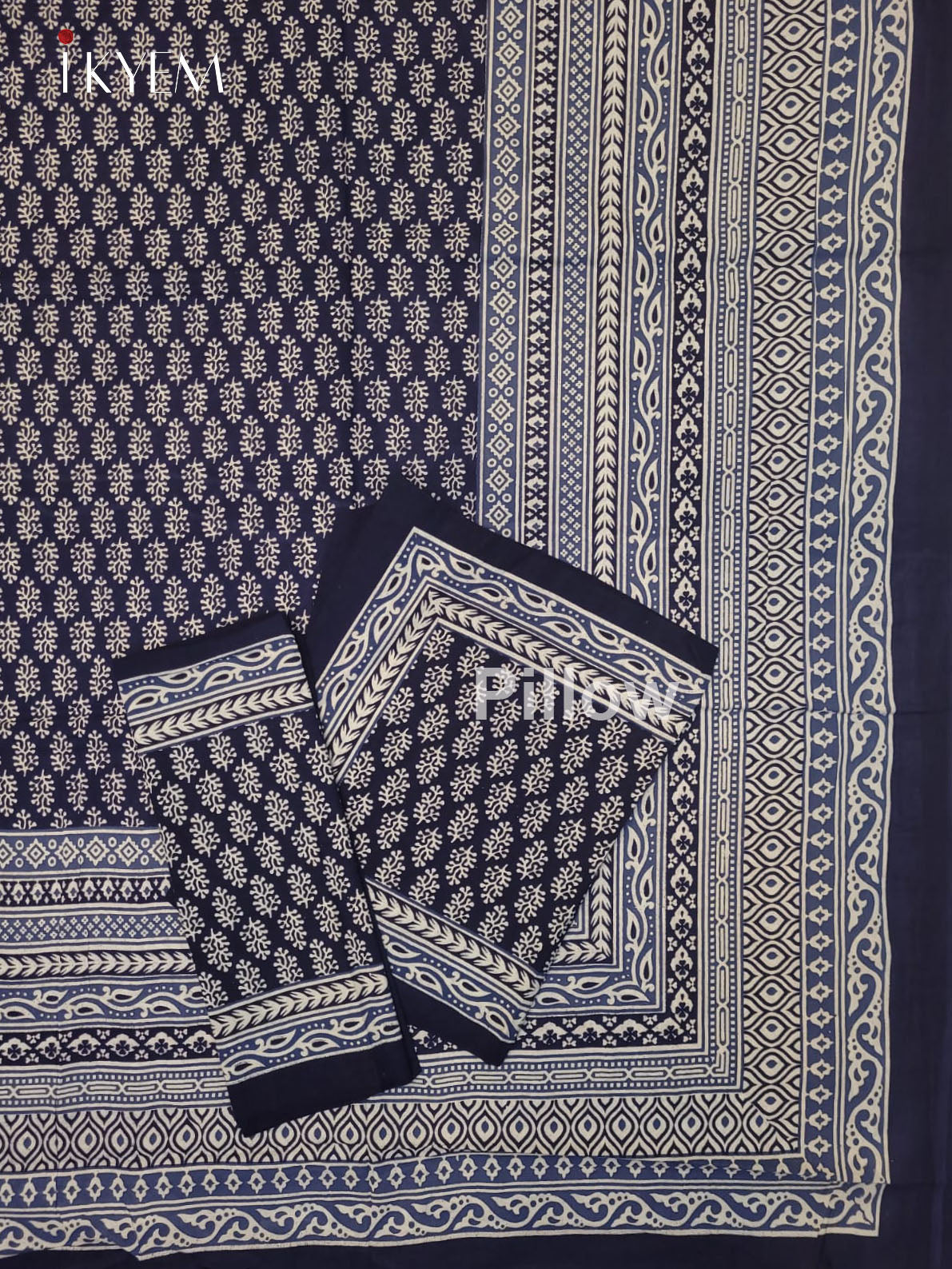 Indigo Blue & Cream - Bed Spread