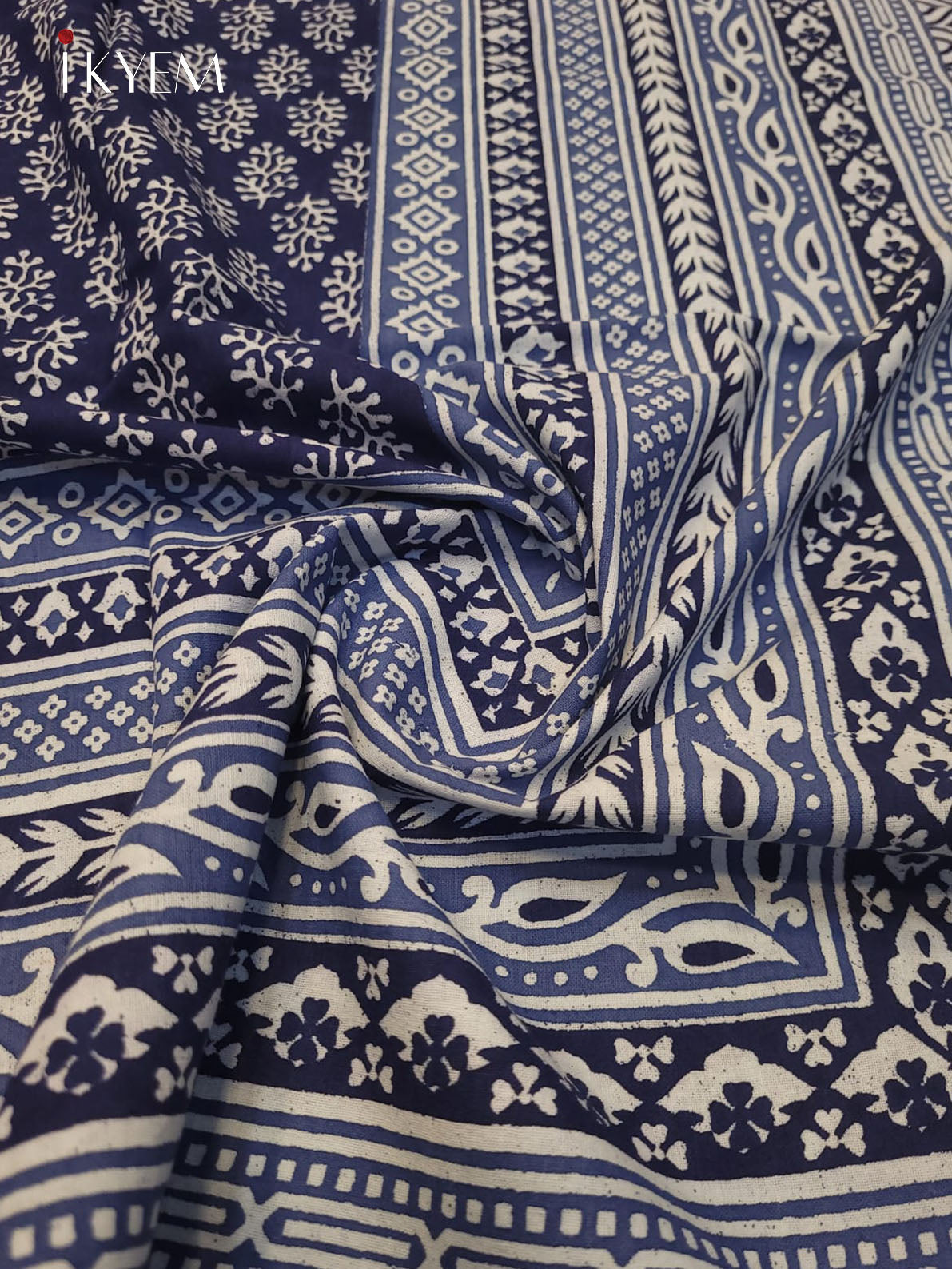 Indigo Blue & Cream - Bed Spread