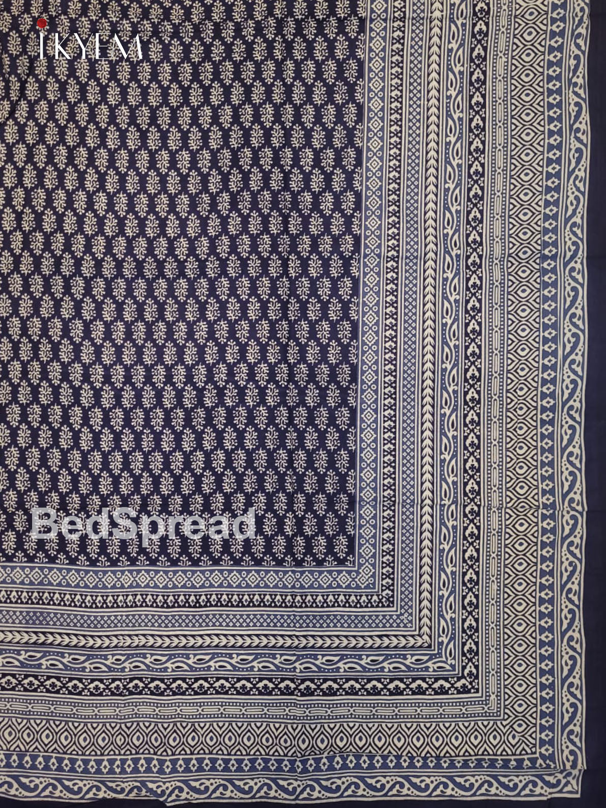 Indigo Blue & Cream - Bed Spread