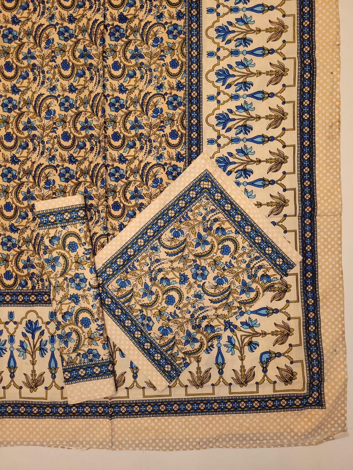 Peach and Blue - Bed Spread