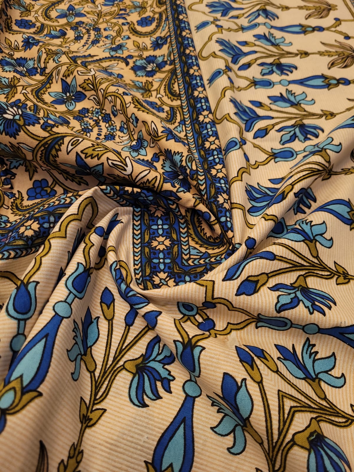Peach and Blue - Bed Spread