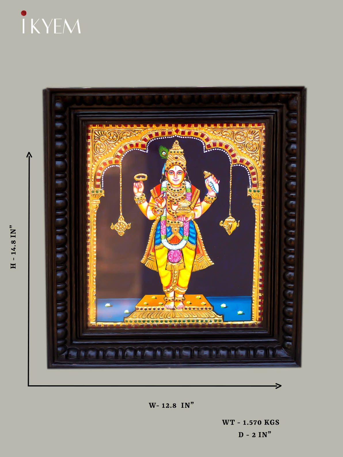 Lord Dhanvanthri Tanjore Painting 14 * 12 inches - 4HJ01009