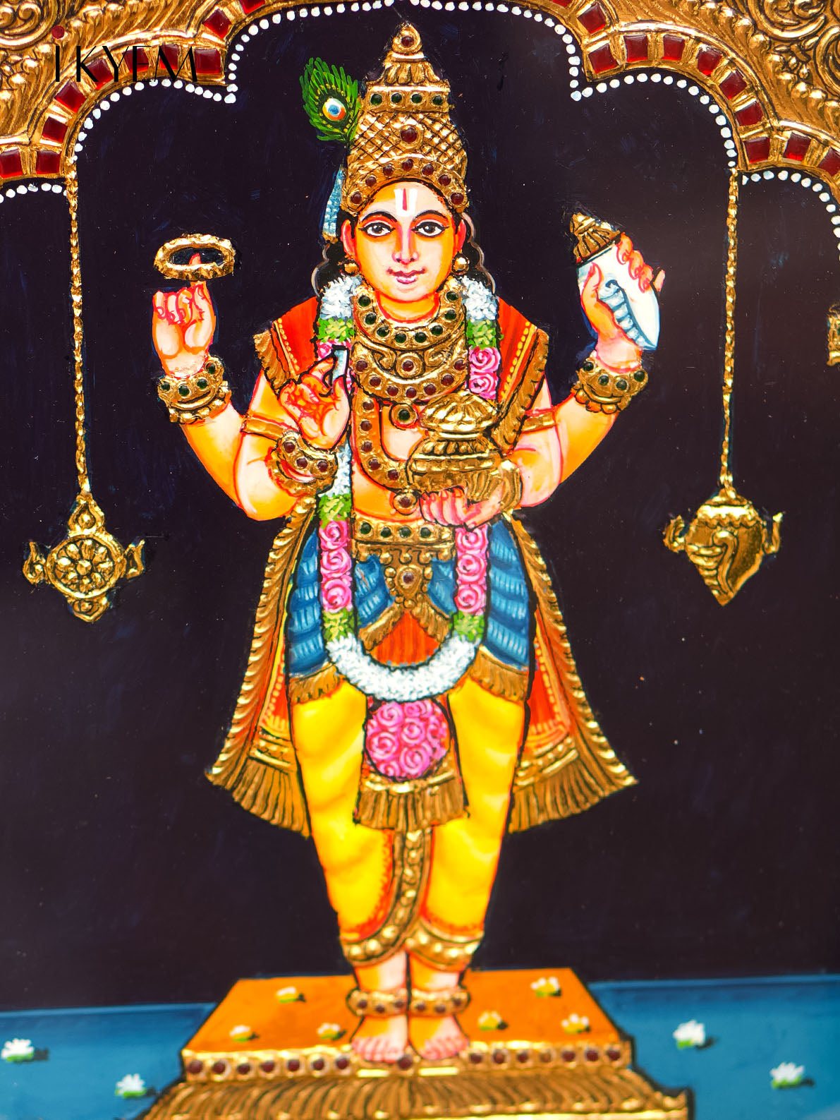 Lord Dhanvanthri Tanjore Painting 14 * 12 inches - 4HJ01009
