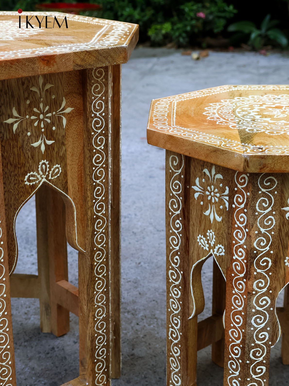 Round wooden table set