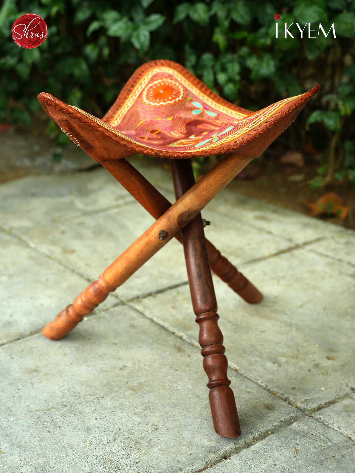 Leather steel stool