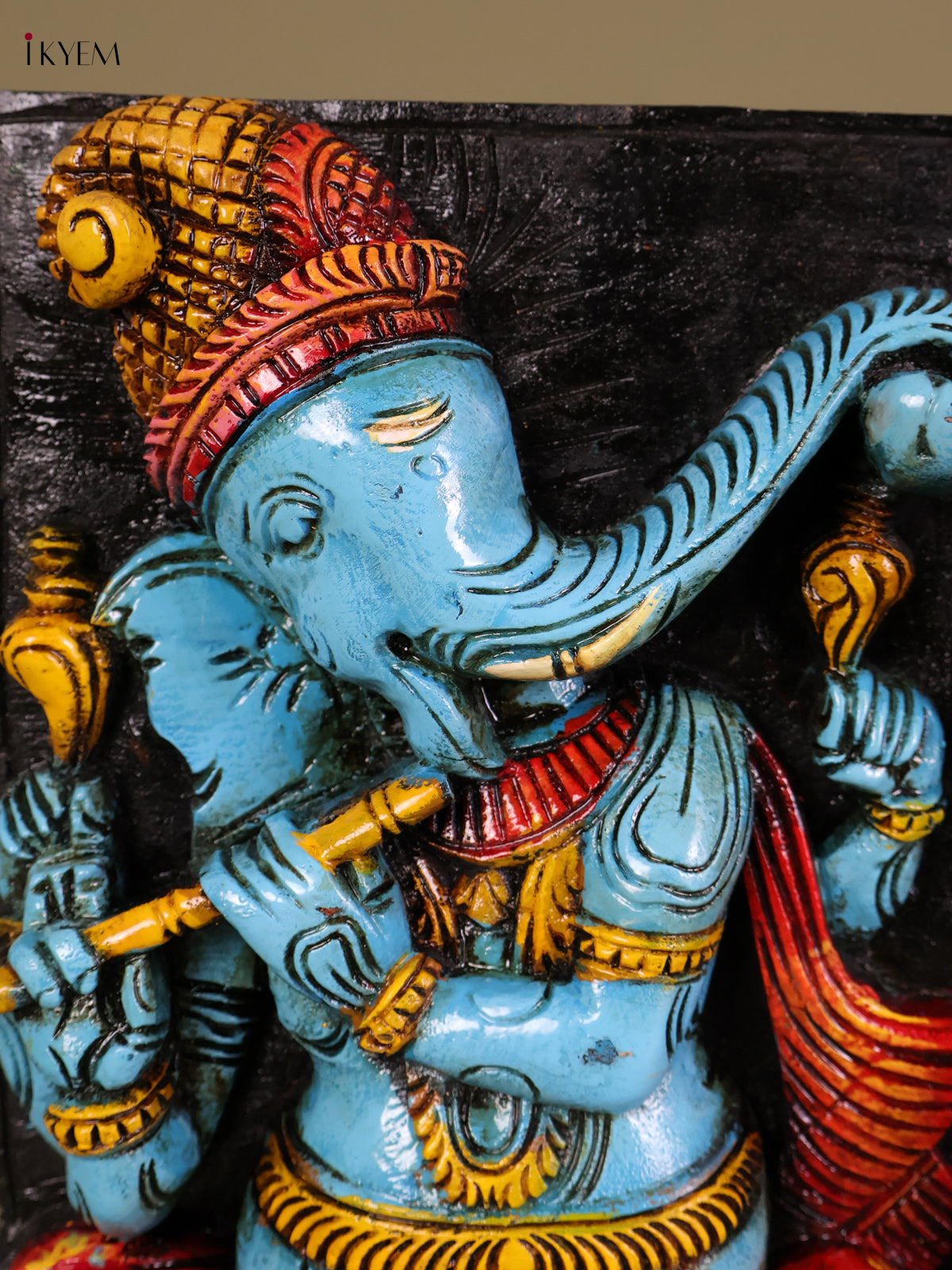Artistic Handcrafted Fluting Ganesha Wooden Wall Panel 1
