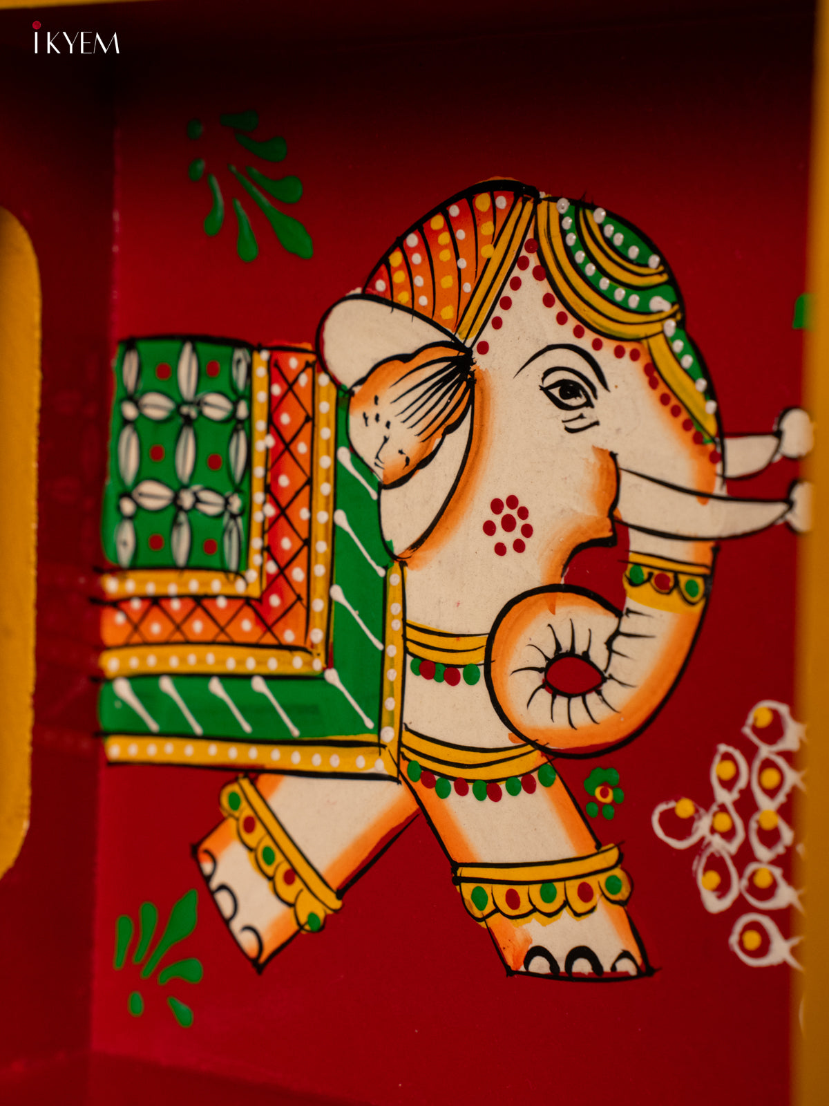 Artistically Hand-Painted Elephant Square Wooden Tray 2
