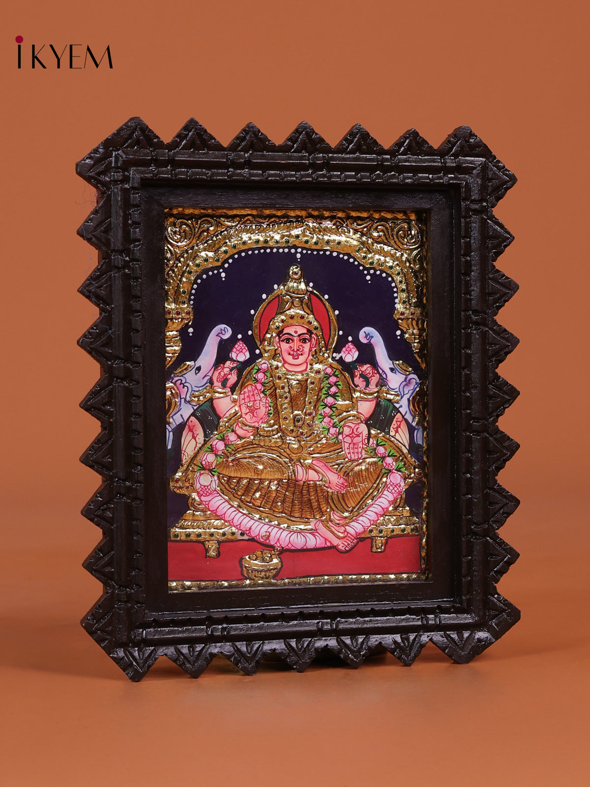 Authentic GajaLakshmi Tanjore Painting In Chettinad Frame 1