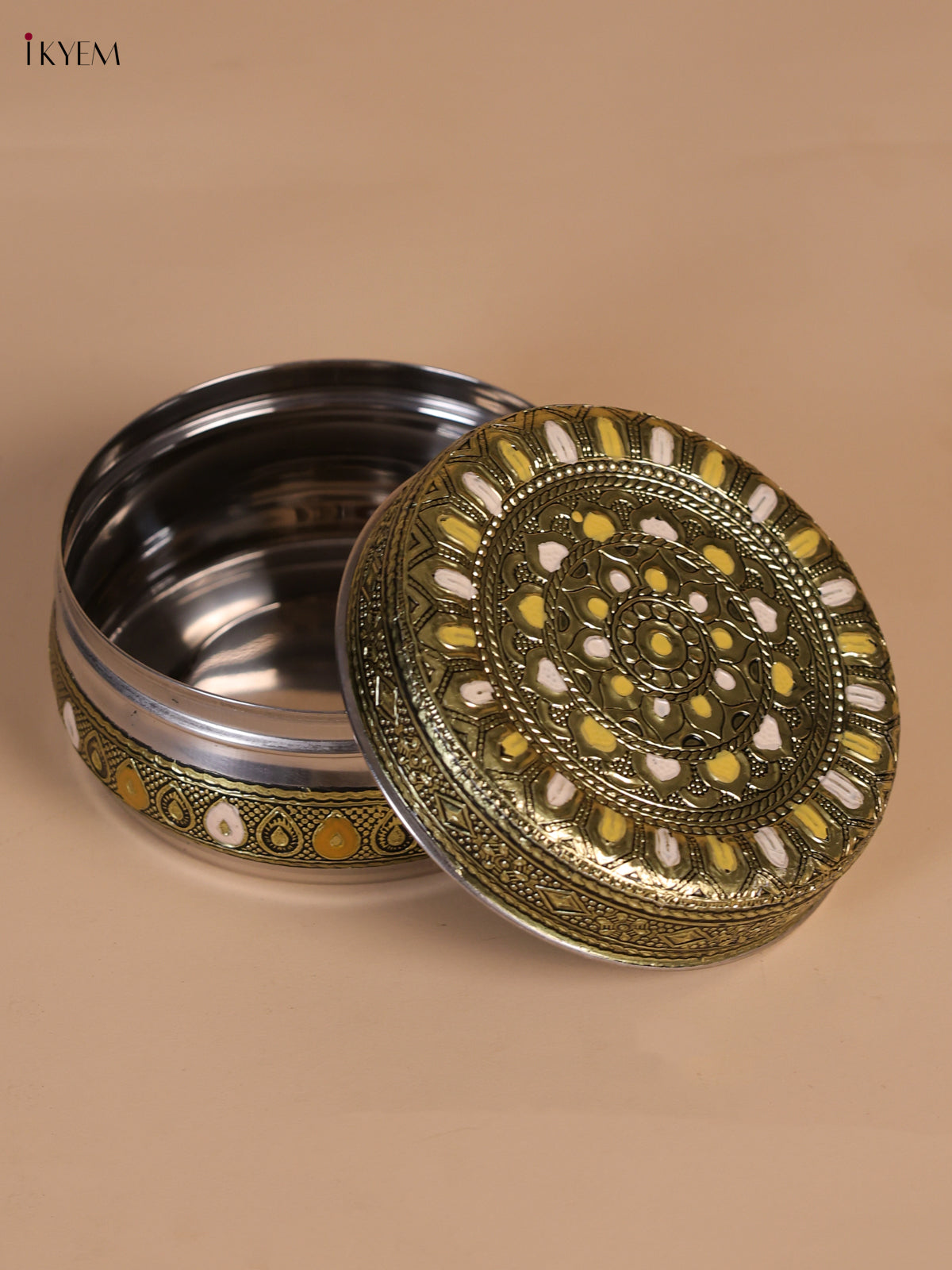 Beautiful Floral Designed Oxidized Kitchen Storage Dabba 1