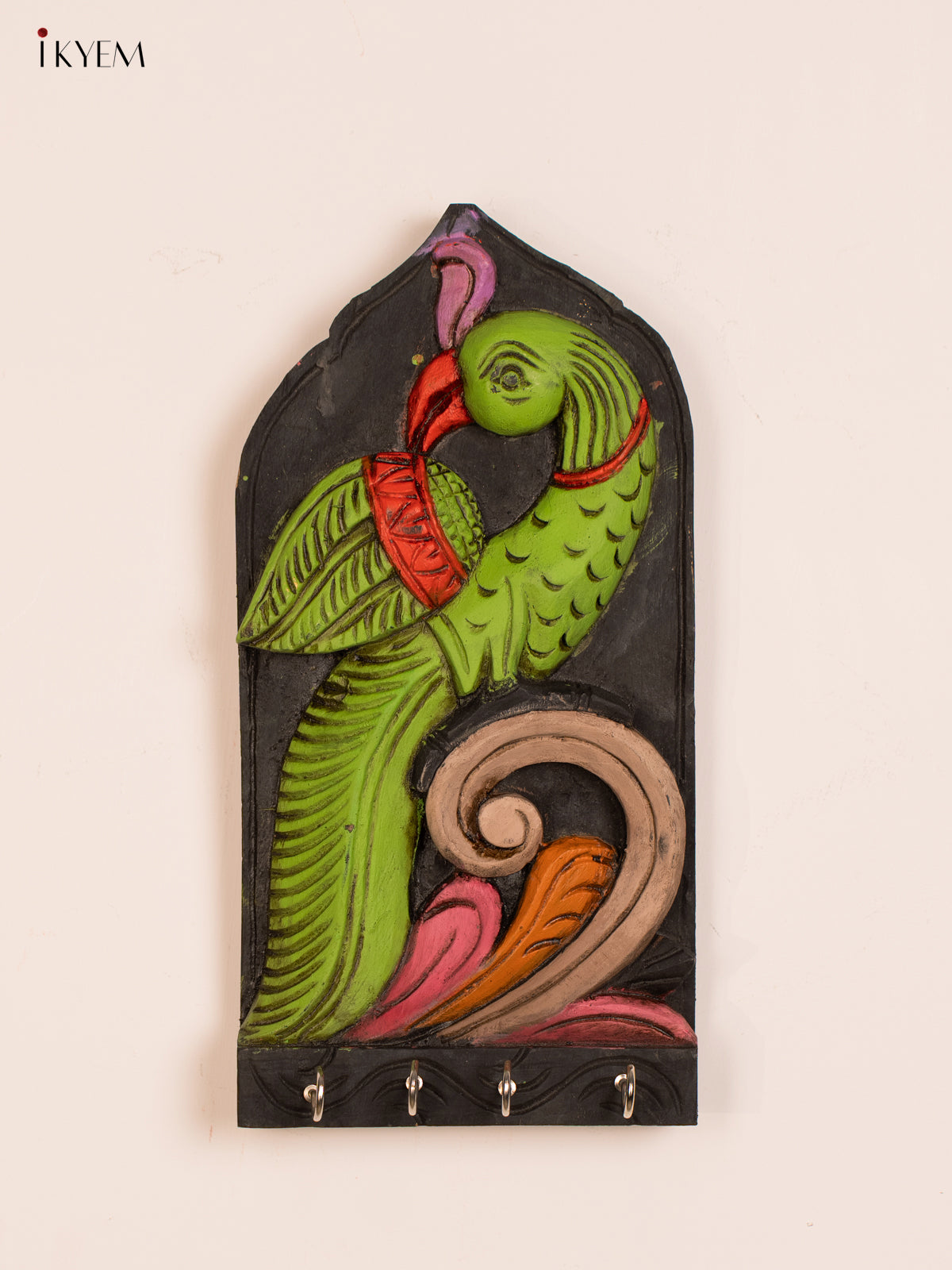 Beautiful Hand-Painted Wooden Parrot Key-Hanger