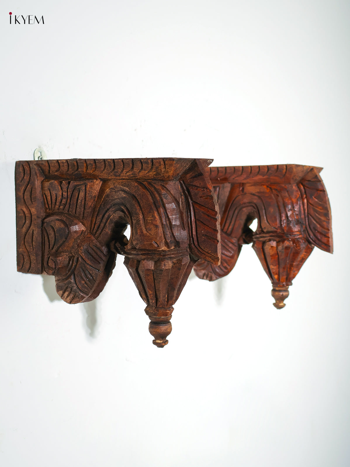 Beautiful Hand Carved Yaali Wooden Wall Bracket Set