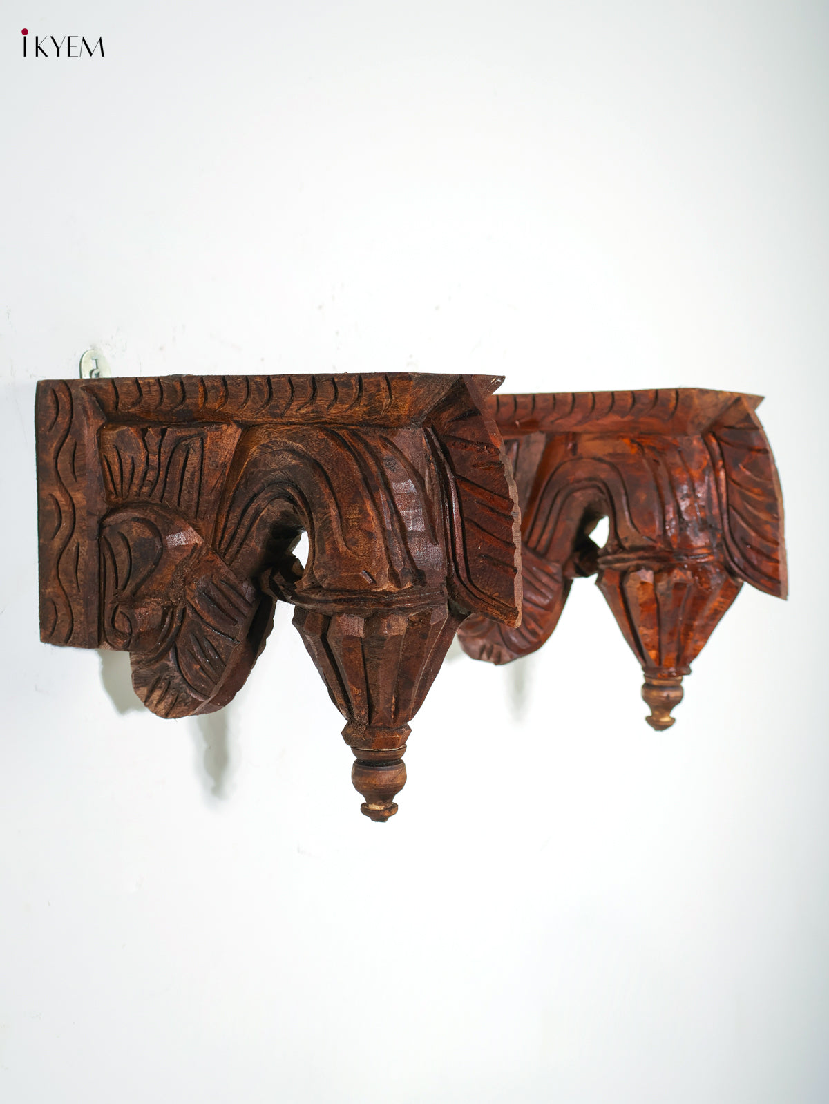 Beautiful Hand Carved Yaali Wooden Wall Bracket Set