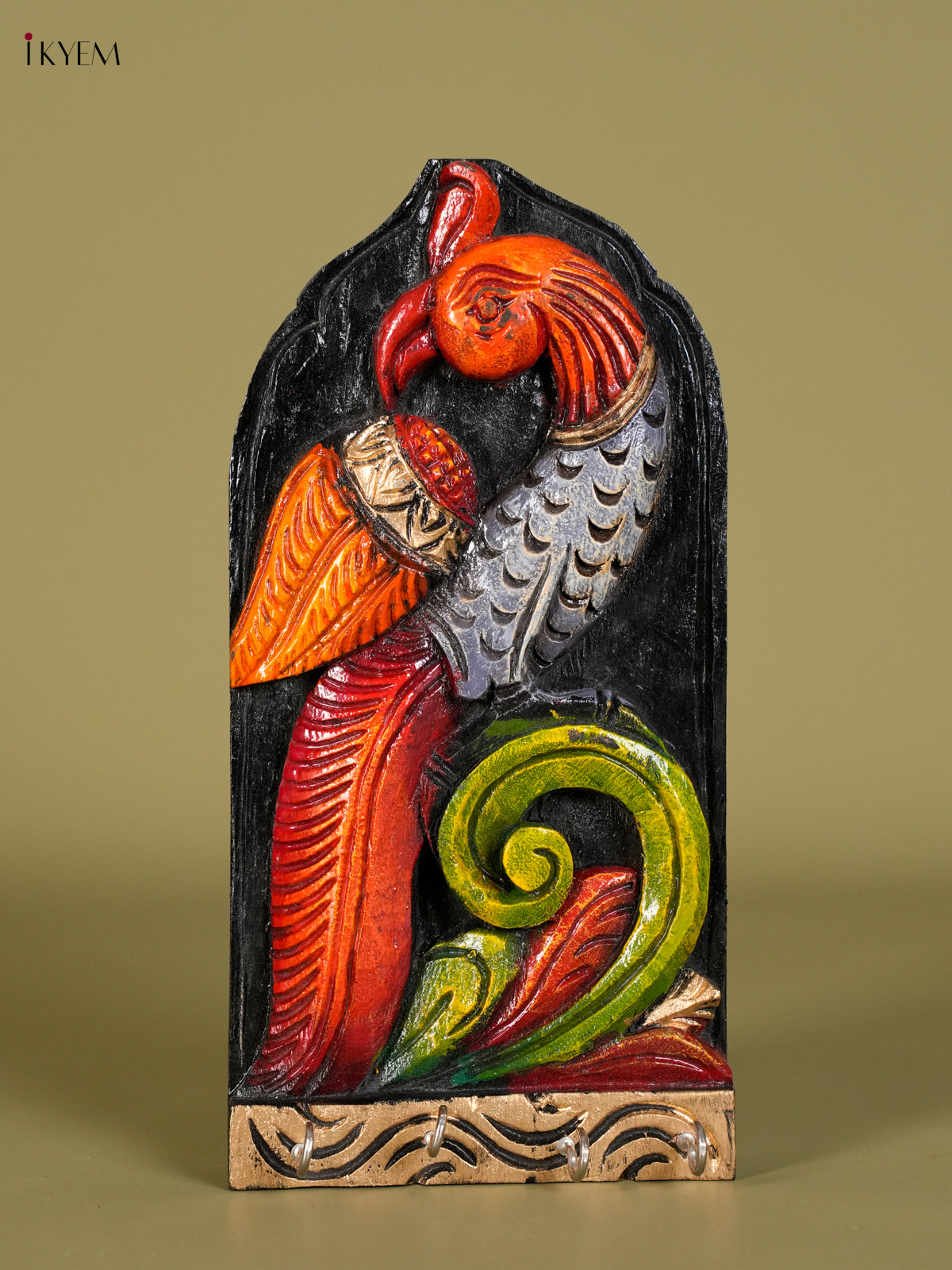 Beautiful Hand Crafted Parrot Wooden Keychain Holder