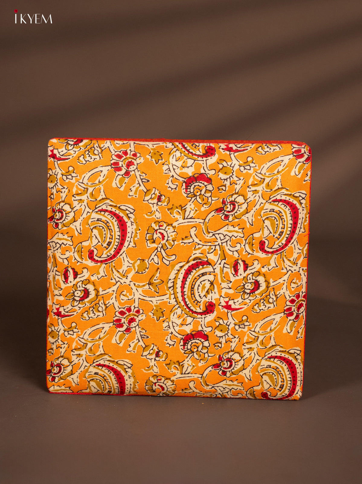Beautiful Red Kalamkari Printed Red Korai Square Box 2