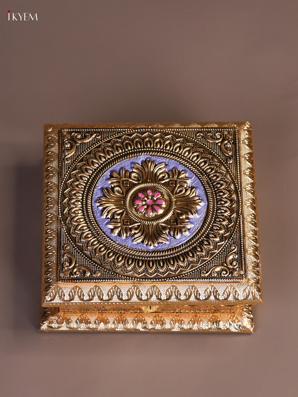 Beautiful Wooden Dry Fruit Box In Purple With Floral Design