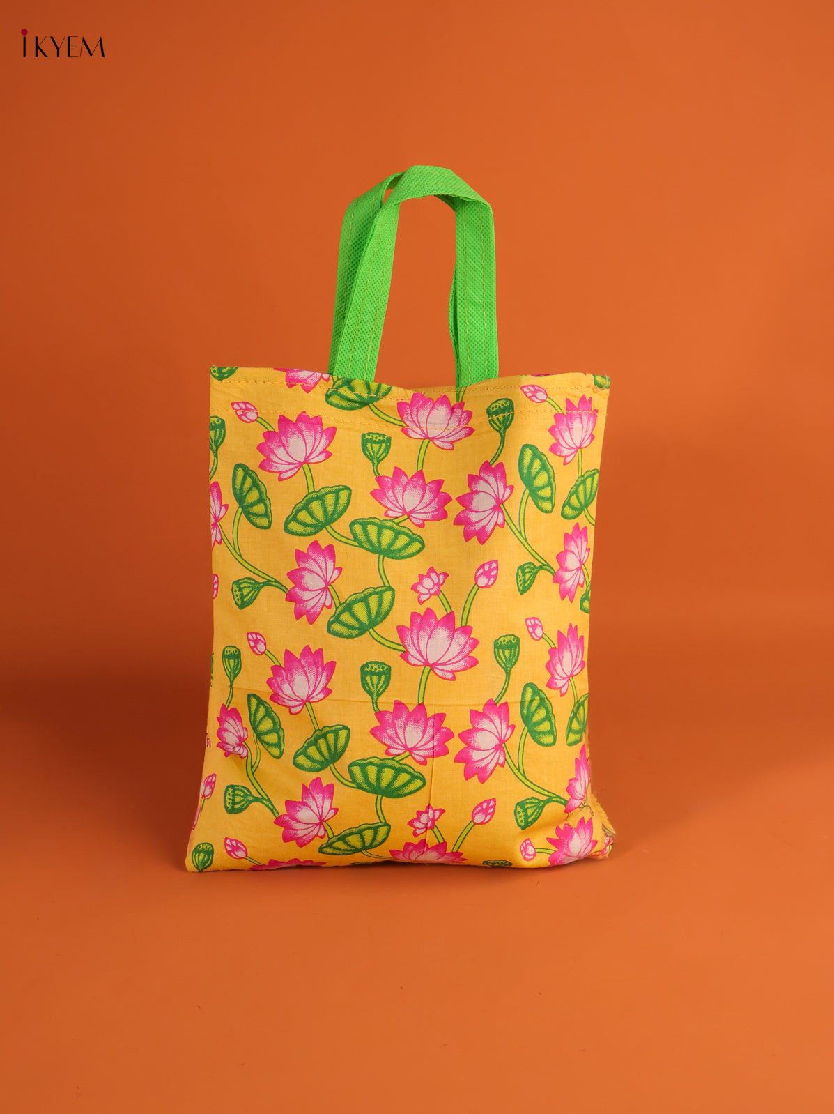 Bright Yellow Favour Bag With Pichwai Lotus Print