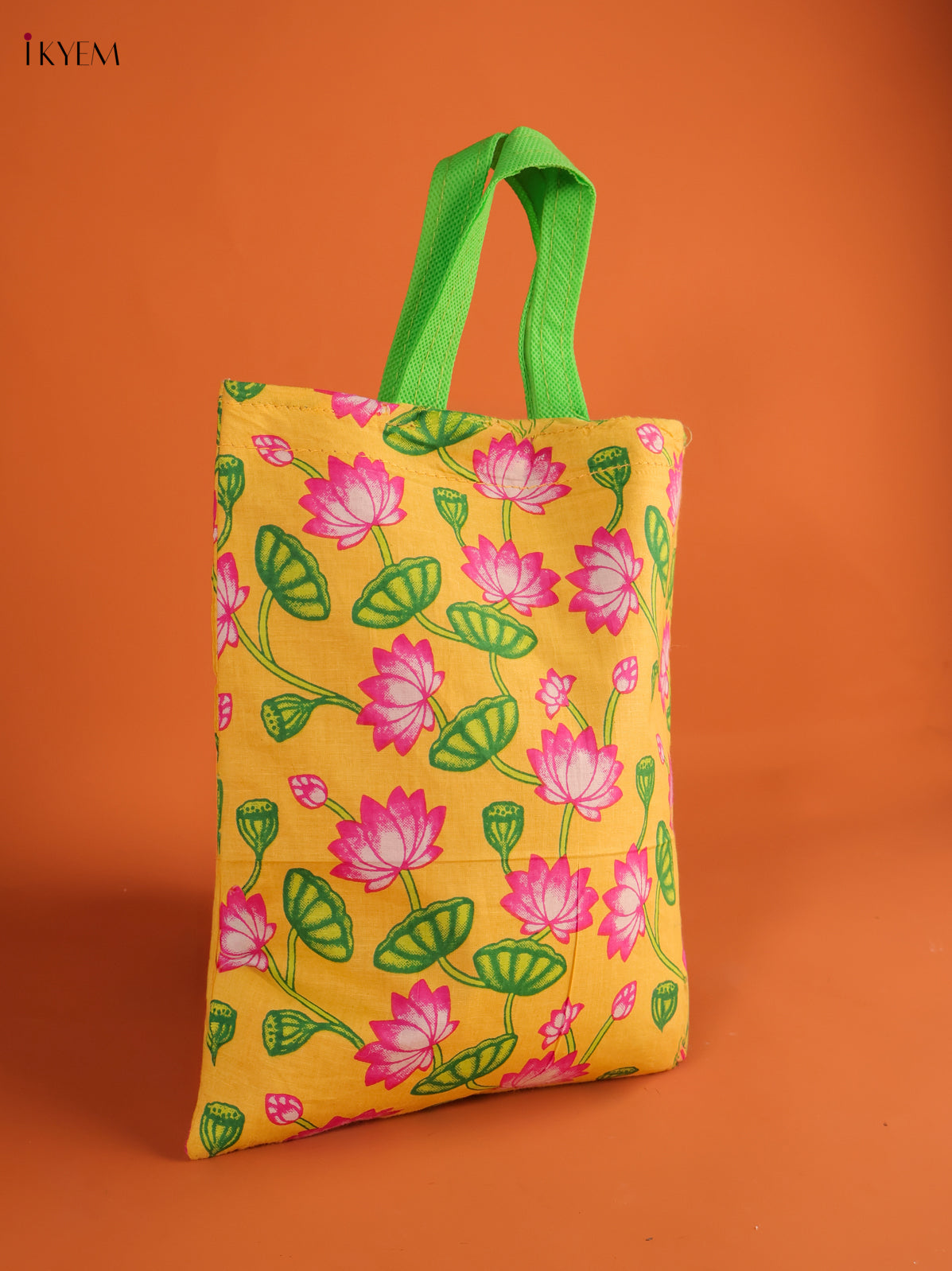 Bright Yellow Favour Bag With Pichwai Lotus Print 1