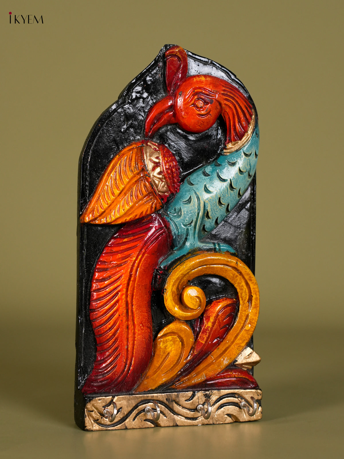 Charming Hand Painted Parrot Wooden Keychain Holder 1