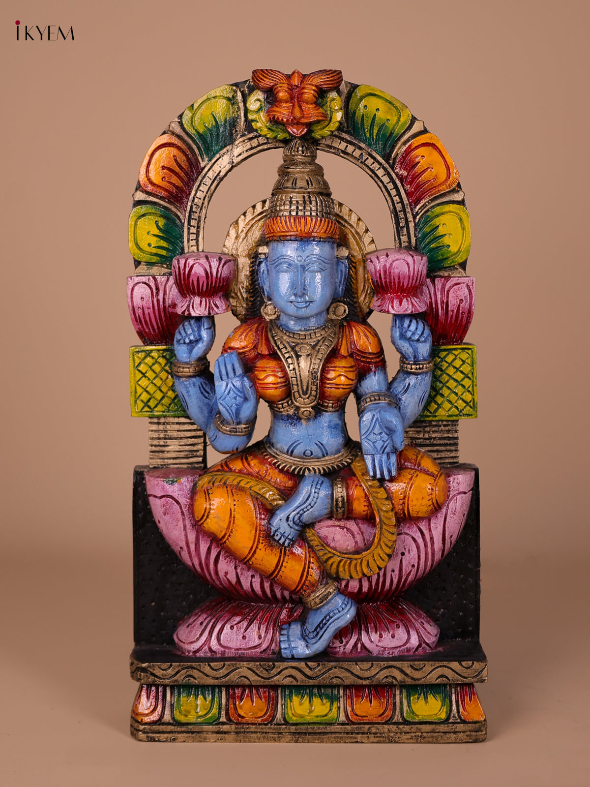 Charming Handcrafted Goddess Lakshmi Wooden Carved Idol