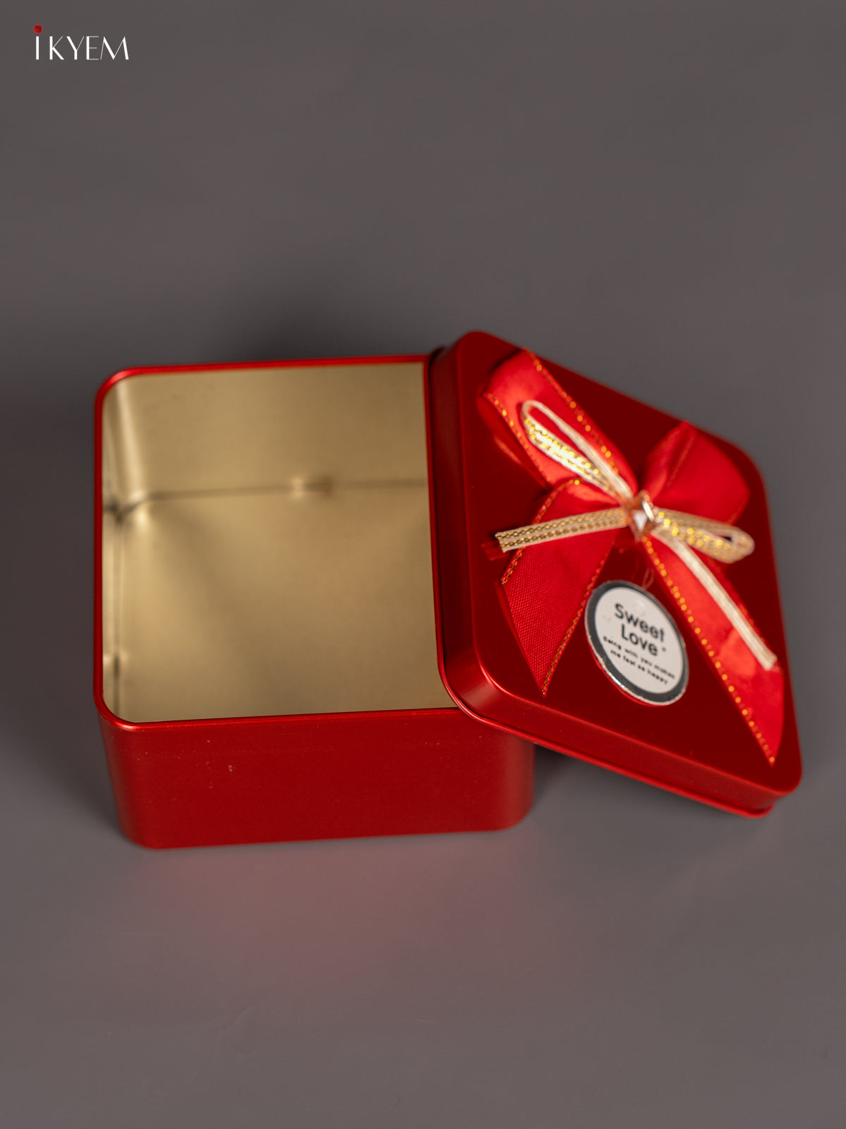 Charming Square Red Tin Box for Festive Storage
