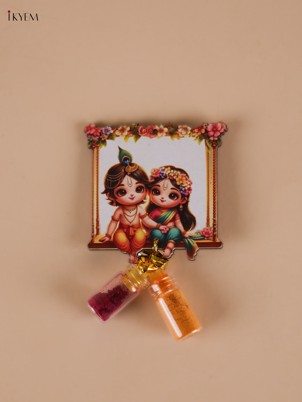 Cute Little Radha Krishna Haldi Kumkum Set with Fridge Magnets
