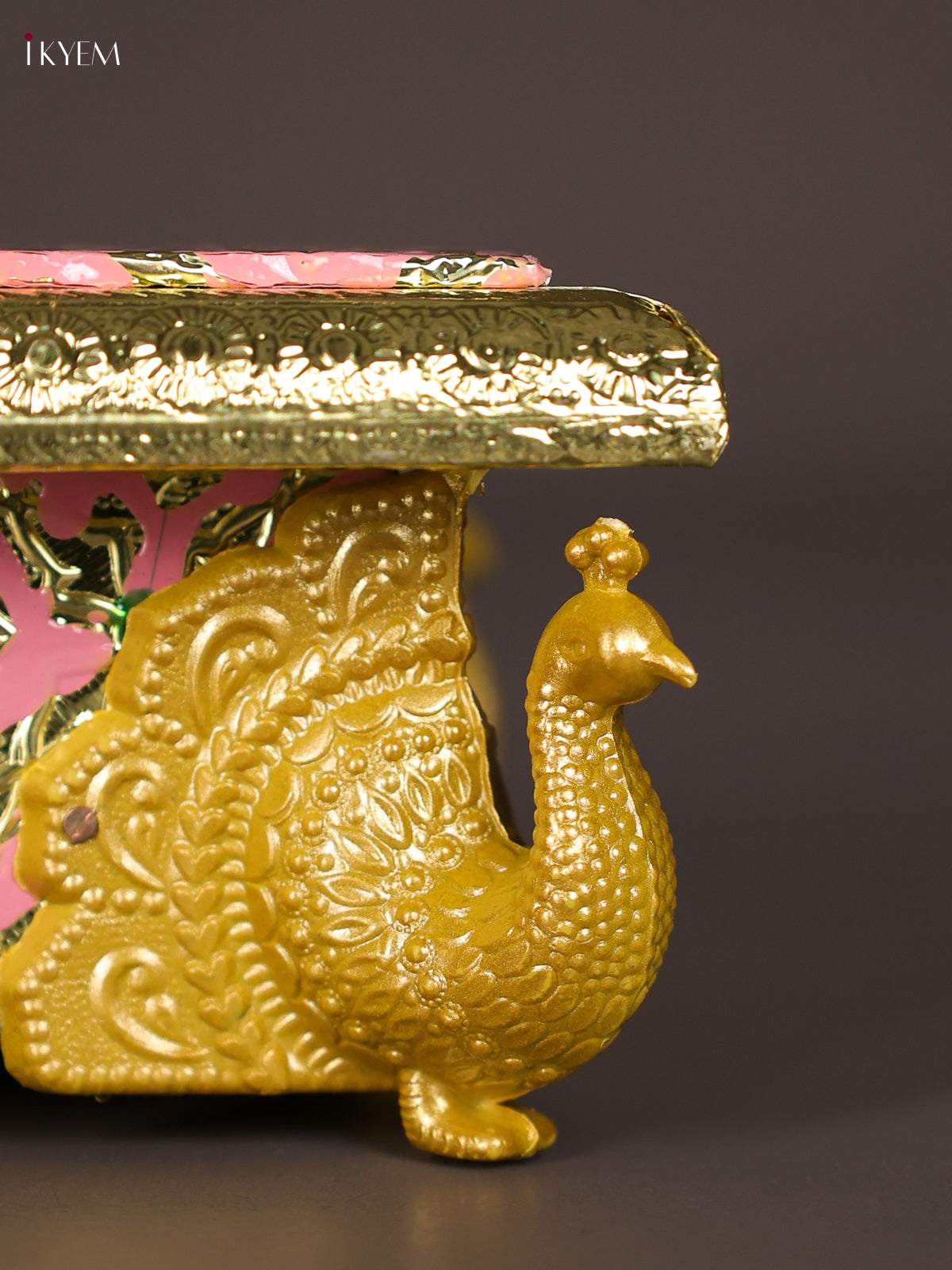 Cute Pink Meenakari Manai with Peacock Embossed Legs 2