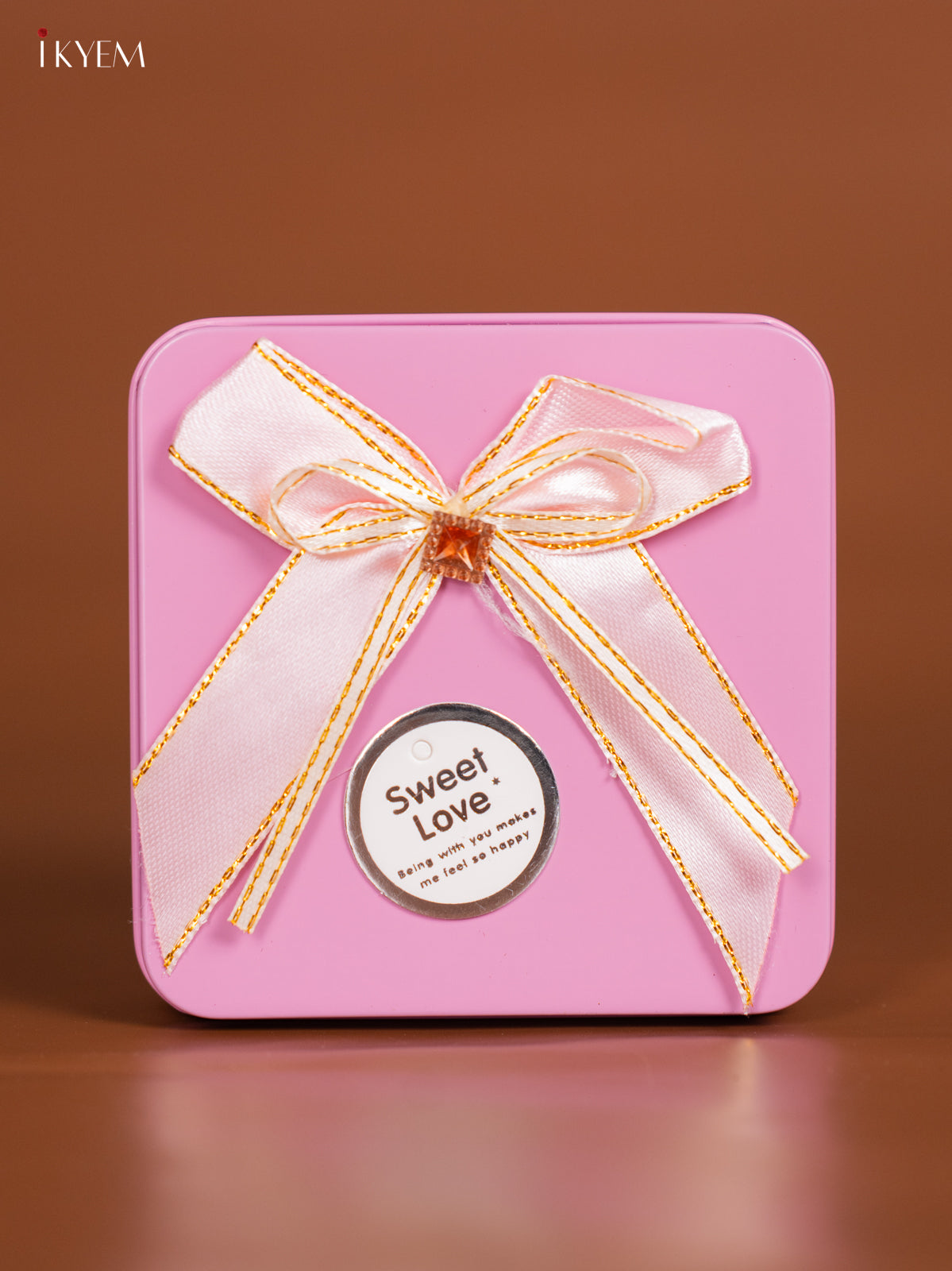 Cute Square Baby Pink Tin Box for Festive Storage 1