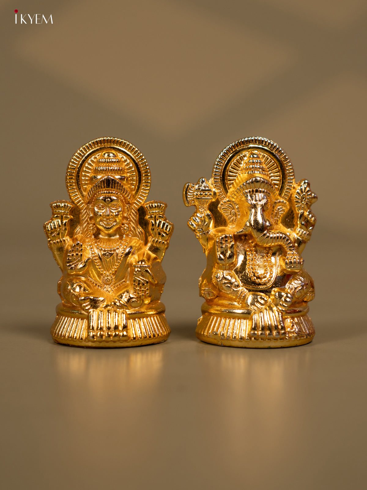 Set of 2 Cute Gold Plated Lakshmi & Ganesh Idol -1