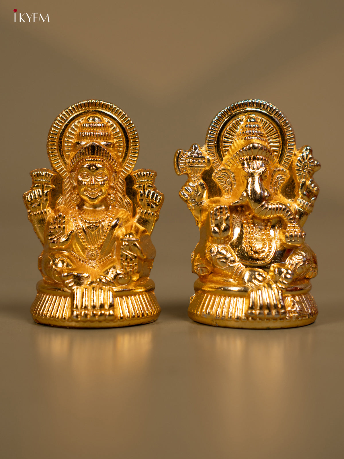 Set of 2 Cute Gold Plated Lakshmi & Ganesh Idol