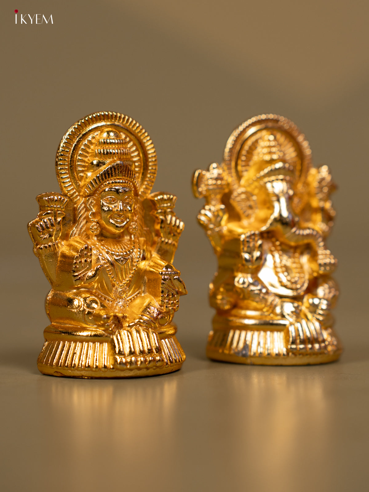 Set of 2 Cute Gold Plated Lakshmi & Ganesh Idol -2