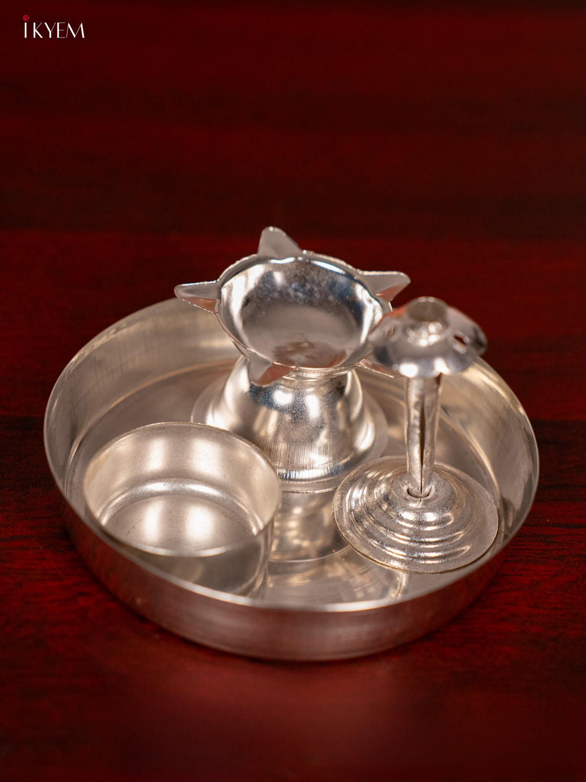 Divine 4 Inches German Silver Pooja Thali Set