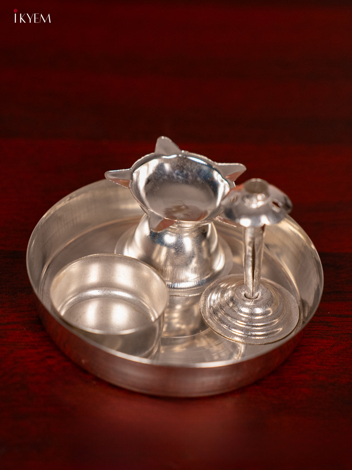 Divine 4 Inches German Silver Pooja Thali Set