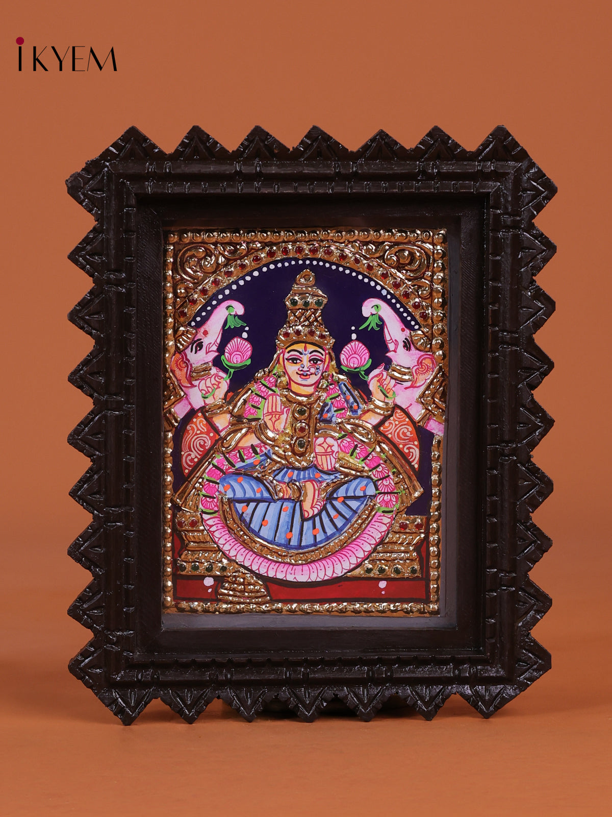 Divine Gajalakshmi Thanjavur Painting In Chettinad Frame
