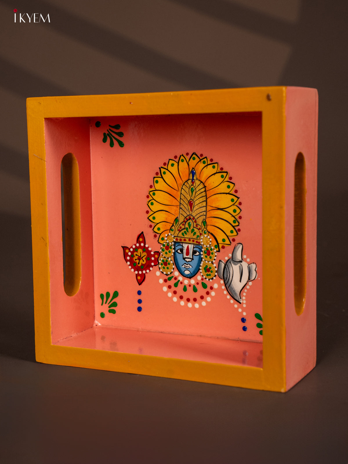 Divine Hand Painted Tirupati Lord Balaji Square Wooden Tray 2