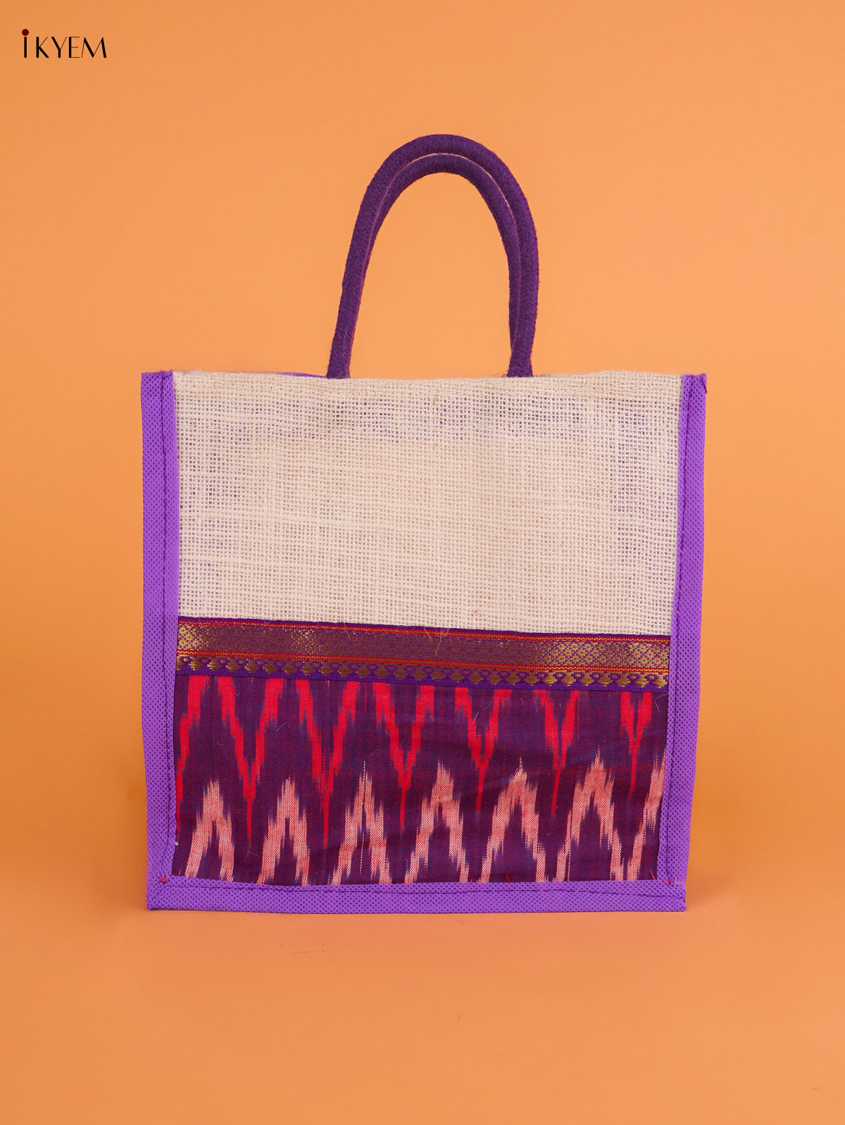 Divine Jute Bag Festive Combo With Cow & Calf Printed Plate, Box & Haldi Kumkum 2