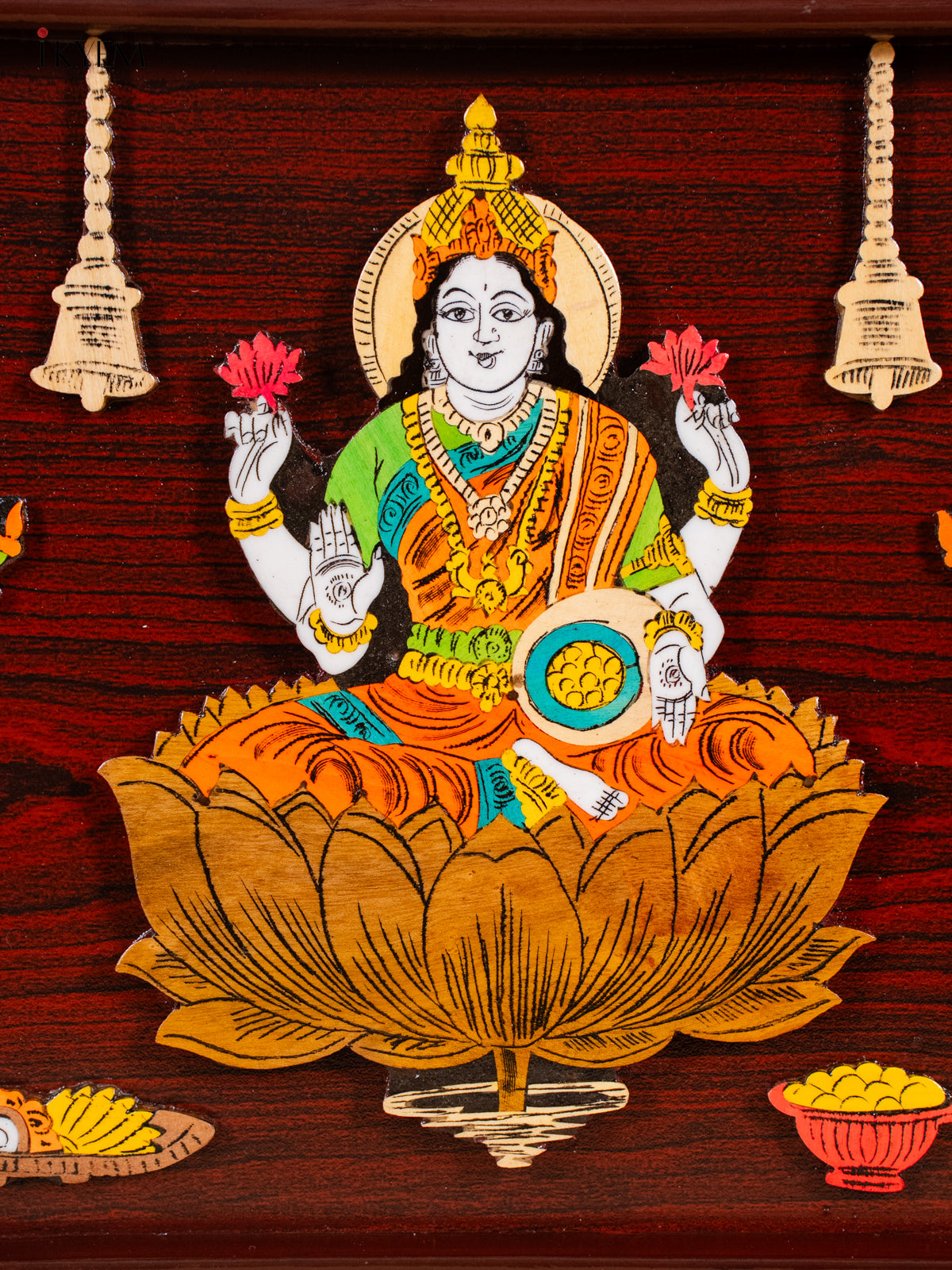 Divine Lakshmi Ganesha & Saraswathi Mysore Rosewood Inlay 3D Panel 3