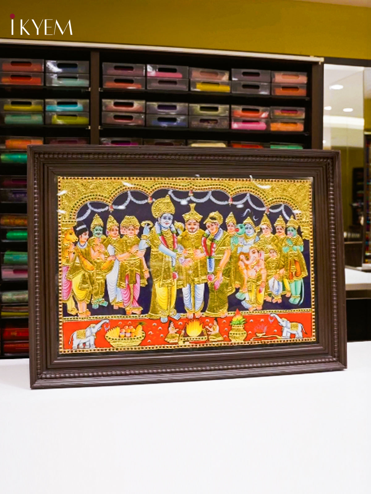 Divine Meenakshi Kalyanam Thanjavur Painting