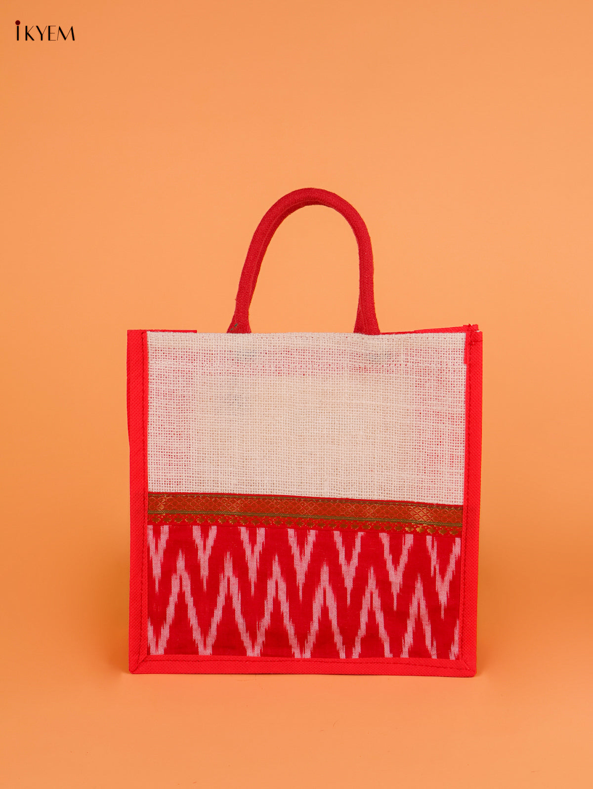 Eco Friendly Ikkat Printed Jute Bag Combo For Thamboola Bag Set 2