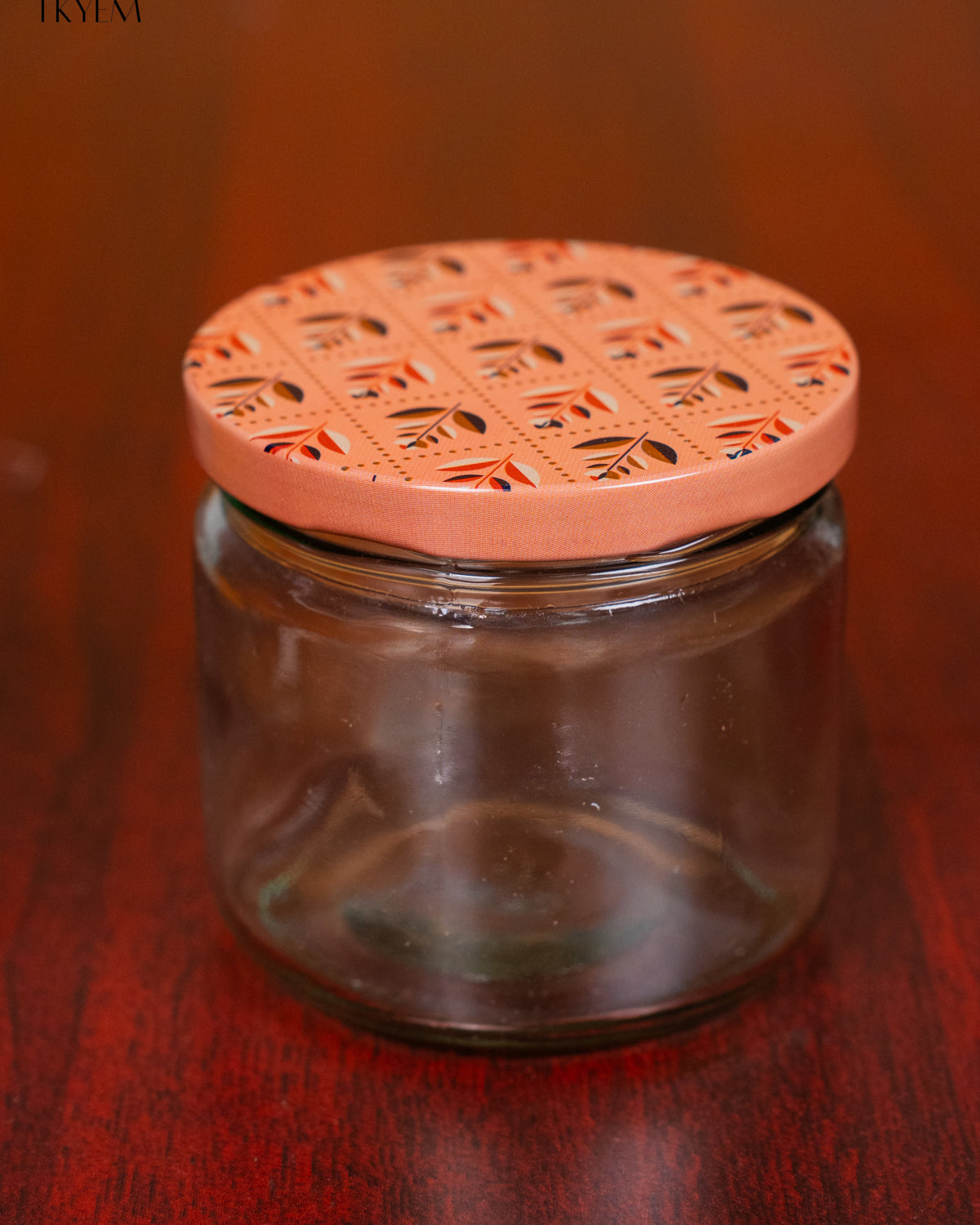Elegant Glass Storage Jars With Chic Peach Digital Printed Lid