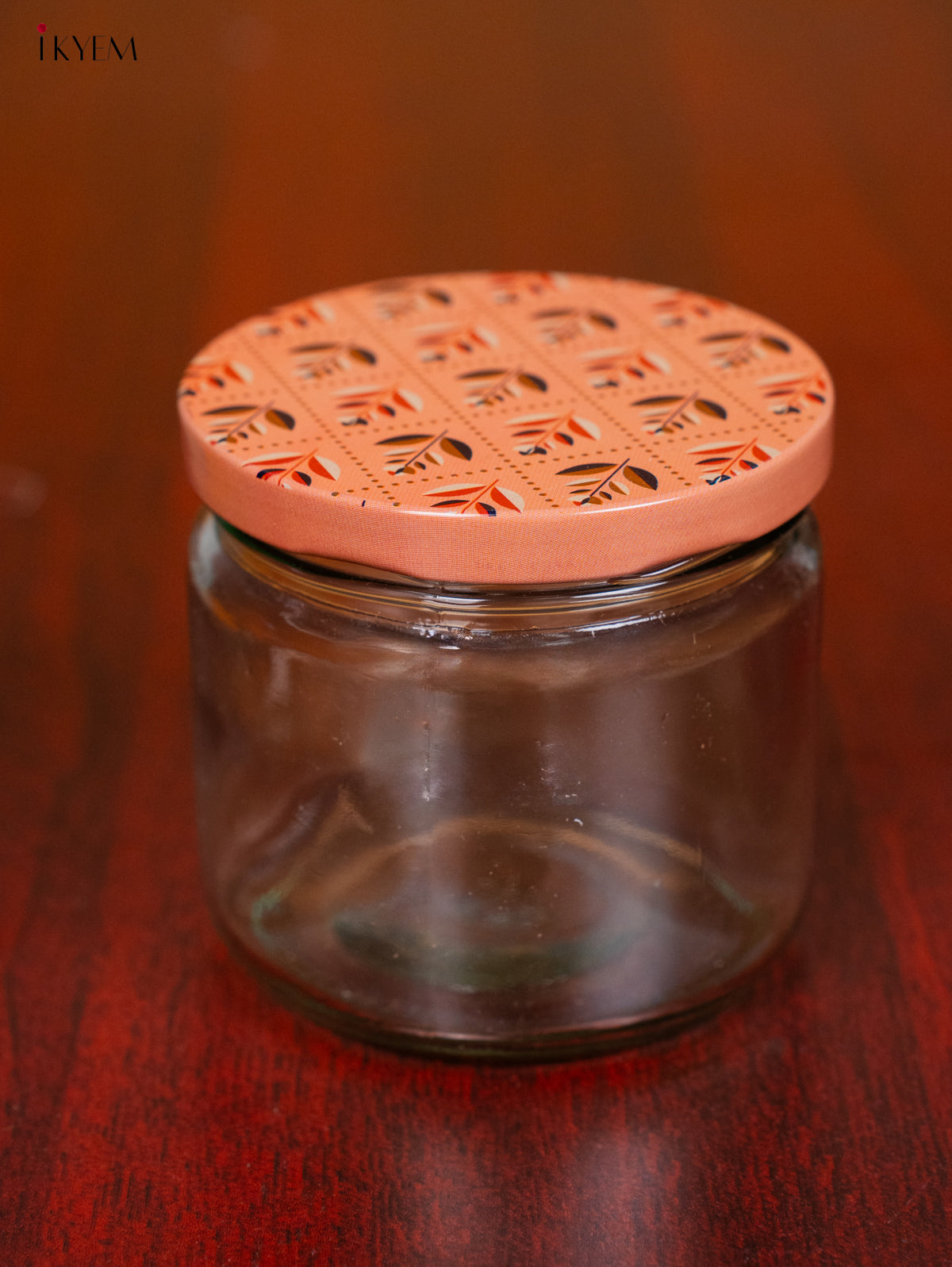 Elegant Glass Storage Jars With Chic Peach Digital Printed Lid